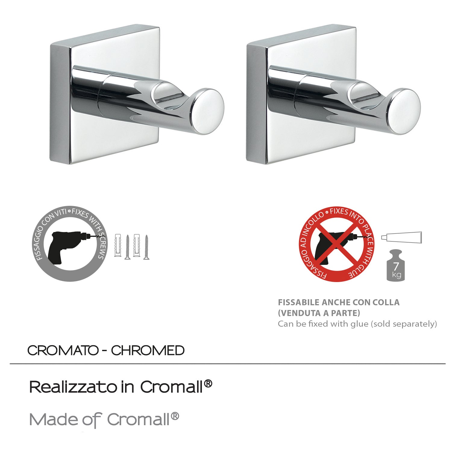 Appendiabiti 2 pezzi Fuji di Gedy - Cromato by CeramicStore | Lo specialista del tuo bagno