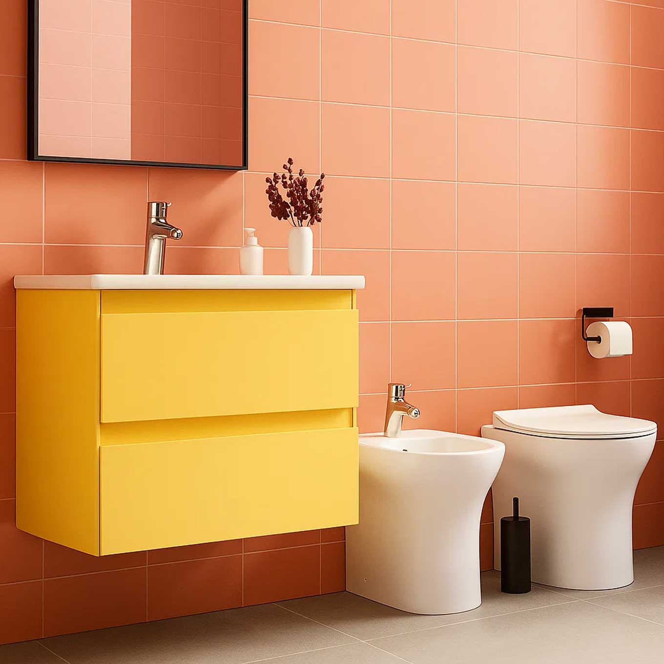 Paire de sanitaires suspendus WC rimless bidet et abattant modèle Liz de Althea cm 50x36