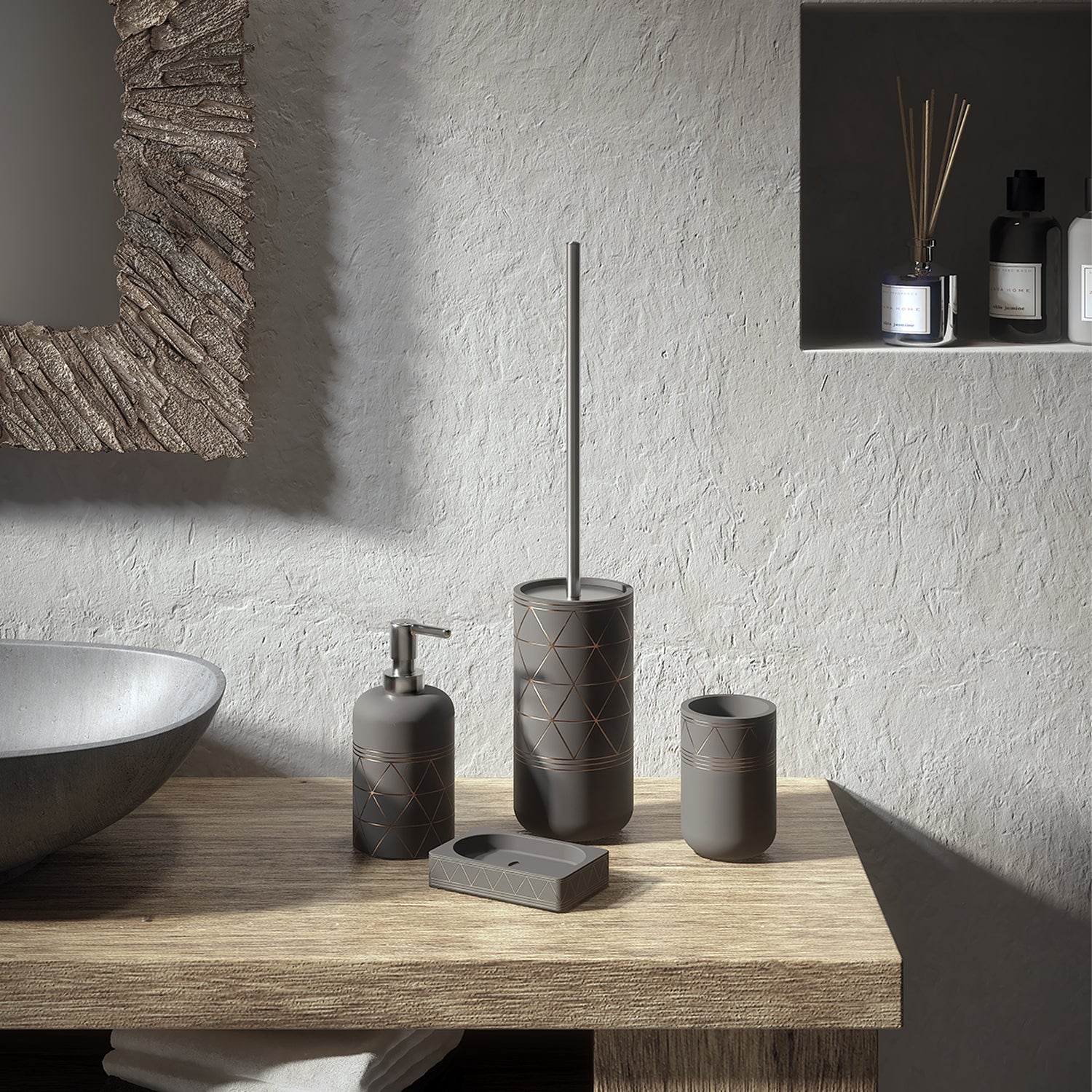 Scopino in cemento Gedy serie Calipso - Grigio by CeramicStore | Lo specialista del tuo bagno