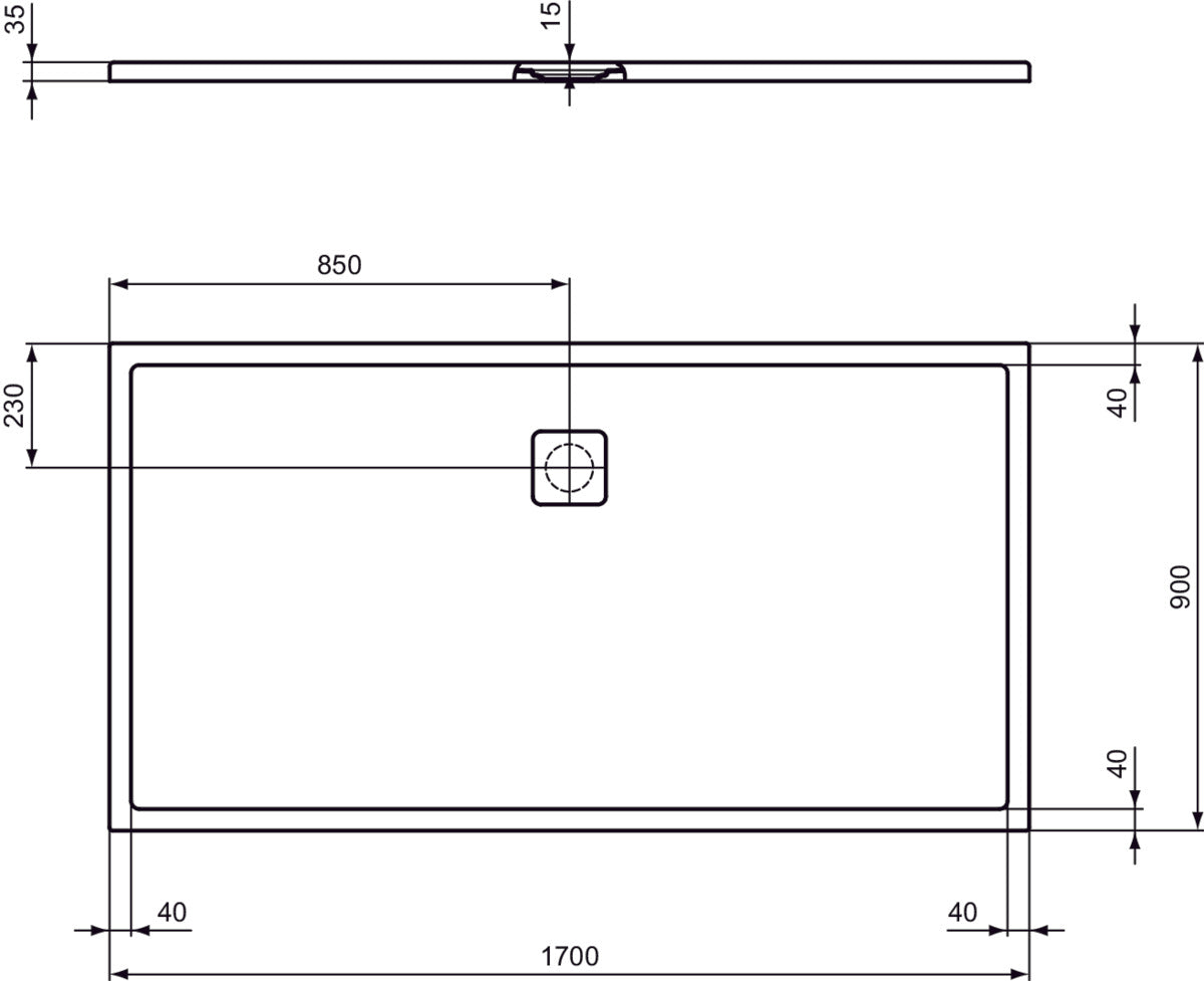 Piatto Doccia Ideal Standarad Ultra Flat Evo 90x170 cm Bianco Seta in StoneTech completo di copripiletta