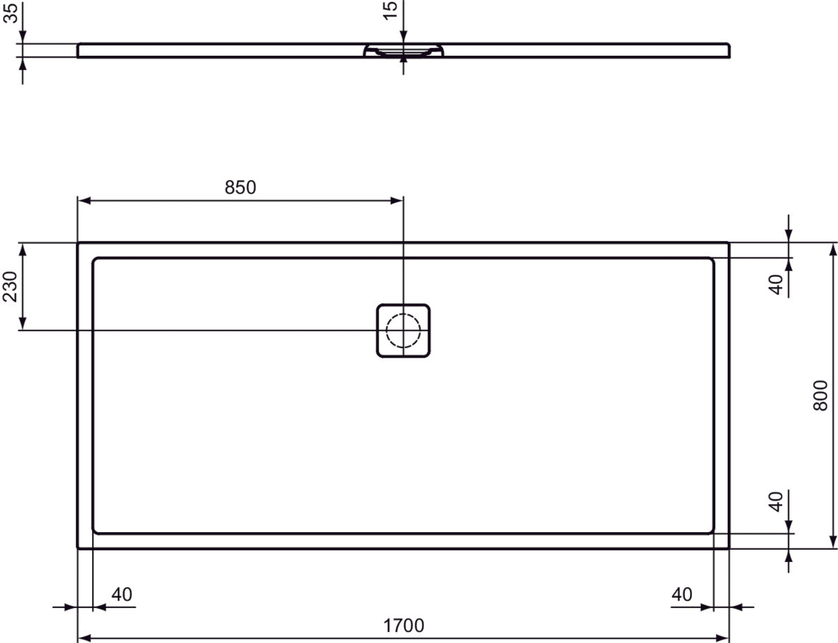 Piatto Doccia Ideal Standarad Ultra Flat Evo 80x170 cm Bianco Seta in StoneTech completo di copripiletta