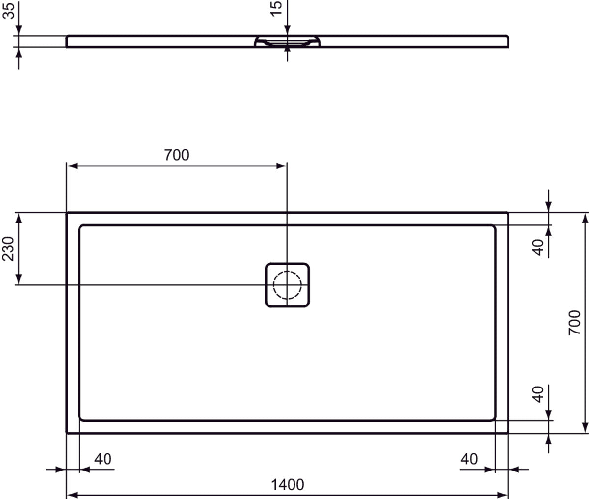 Piatto Doccia Ideal Standarad Ultra Flat Evo 70x140 cm Bianco Seta in StoneTech completo di copripiletta