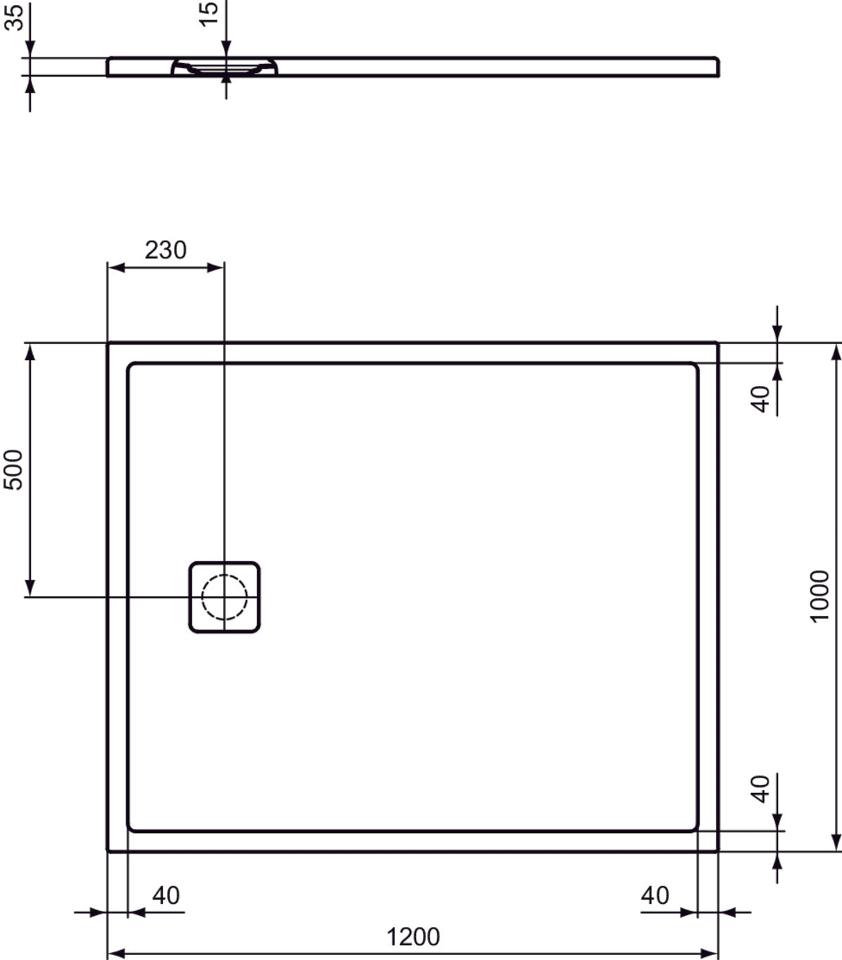 Piatto Doccia Ideal Standarad Ultra Flat Evo 100×120 cm Bianco Seta in StoneTech completo di copripiletta