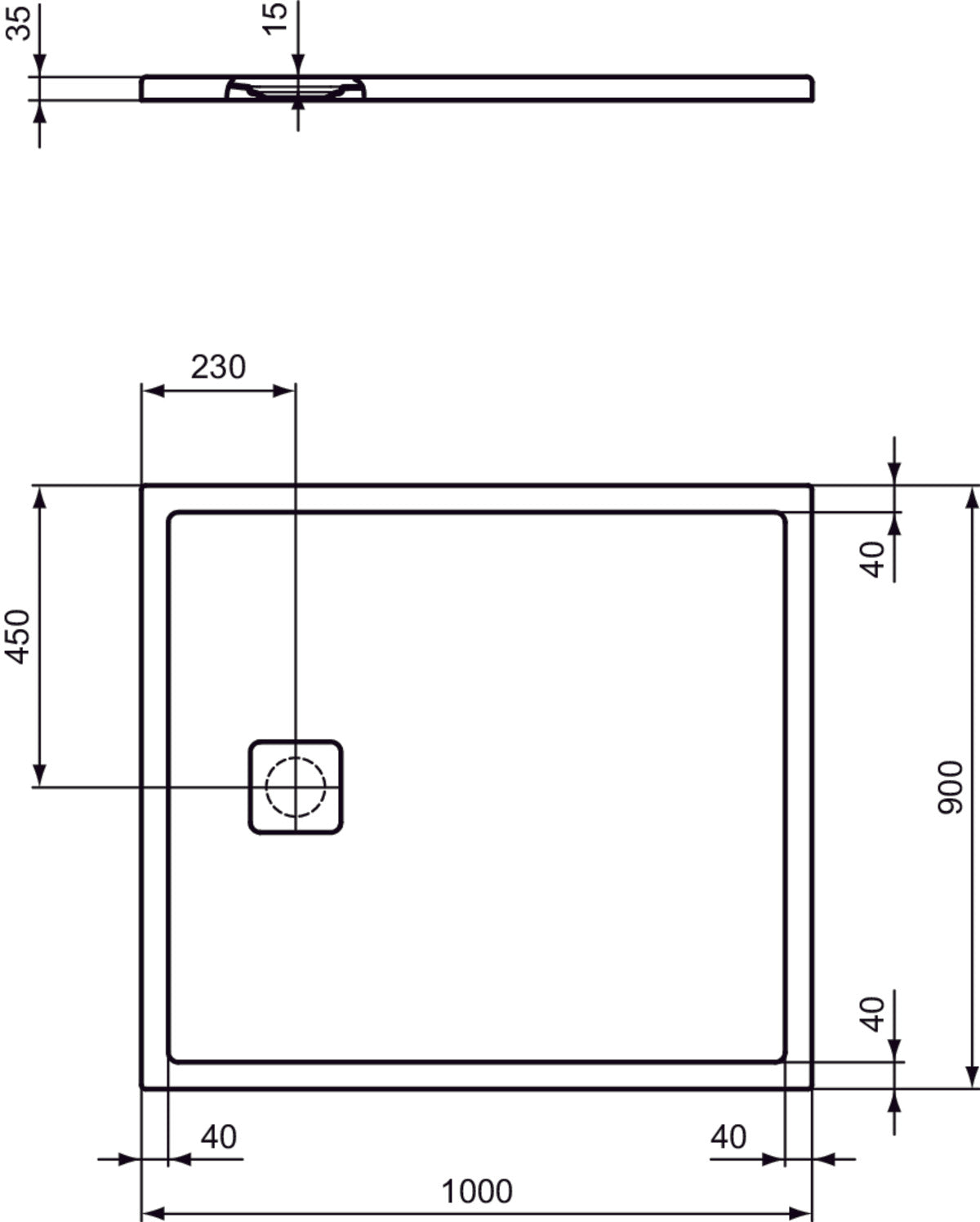 Piatto Doccia Ideal Standarad Ultra Flat Evo 90×100 cm Bianco Seta in StoneTech completo di copripiletta