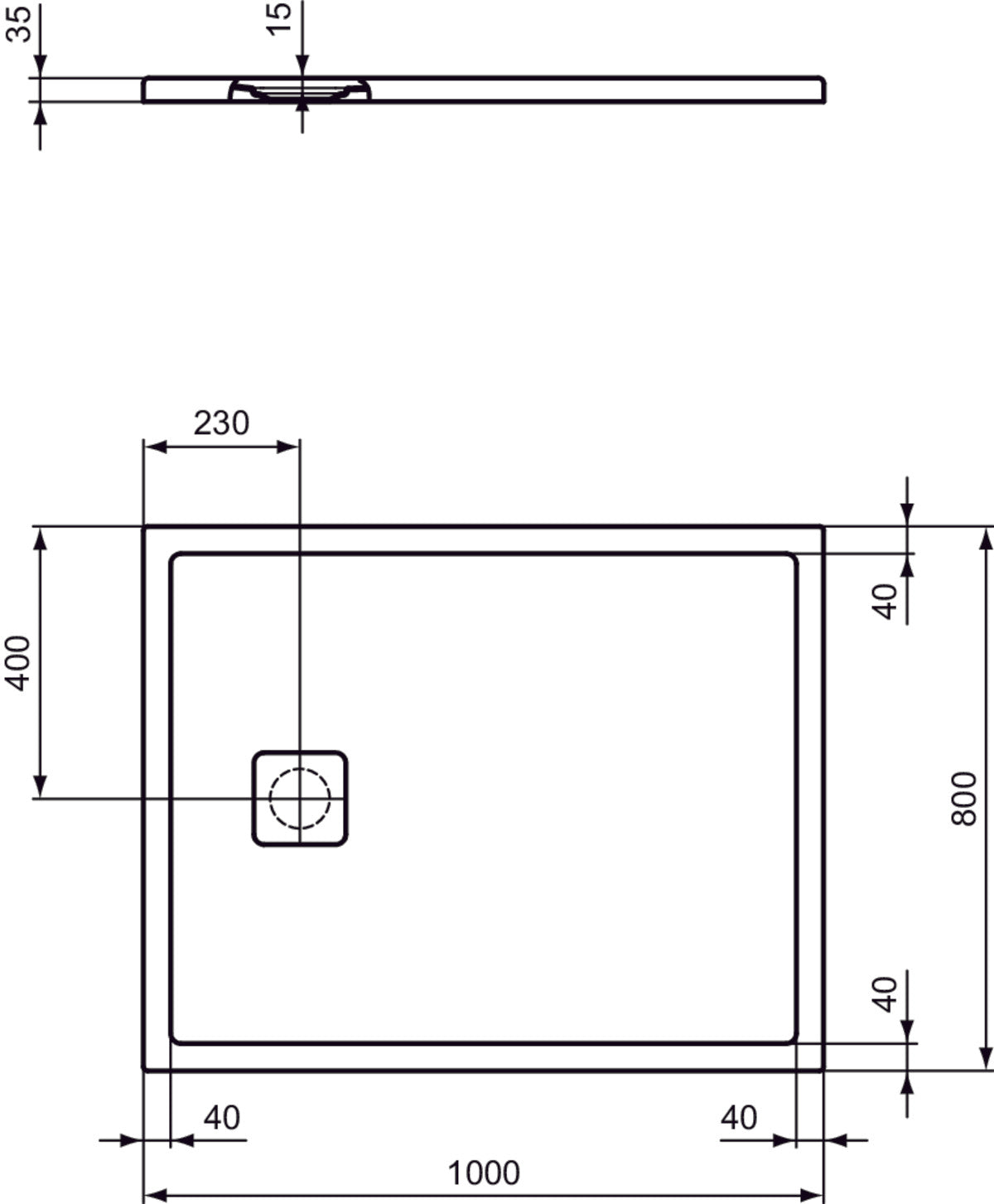 Piatto Doccia Ideal Standarad Ultra Flat Evo 80×100 cm Bianco Seta in StoneTech completo di copripiletta