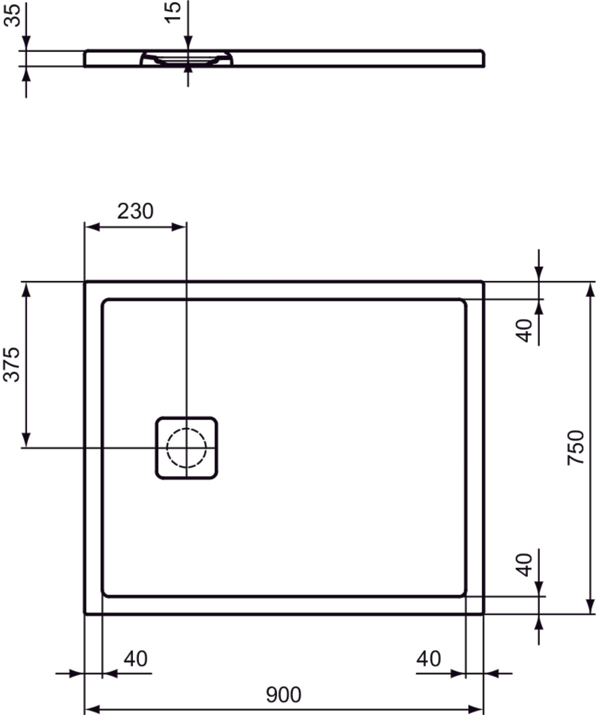 Piatto Doccia Ideal Standarad Ultra Flat Evo 90×75 cm Bianco Seta in StoneTech completo di copripiletta