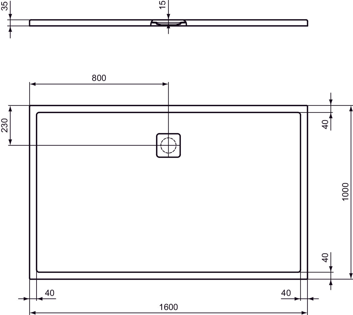 Piatto Doccia Ideal Standarad Ultra Flat Evo 160×100 cm Bianco Seta in StoneTech con copripiletta