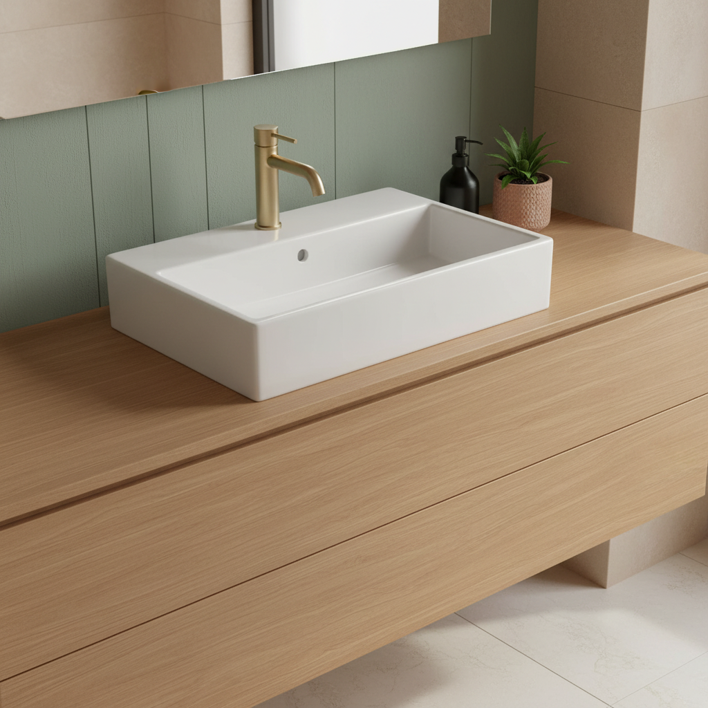 Lavabo da appoggio rettangolare Ideal Standard i.life B 50x42 bianco Lucido