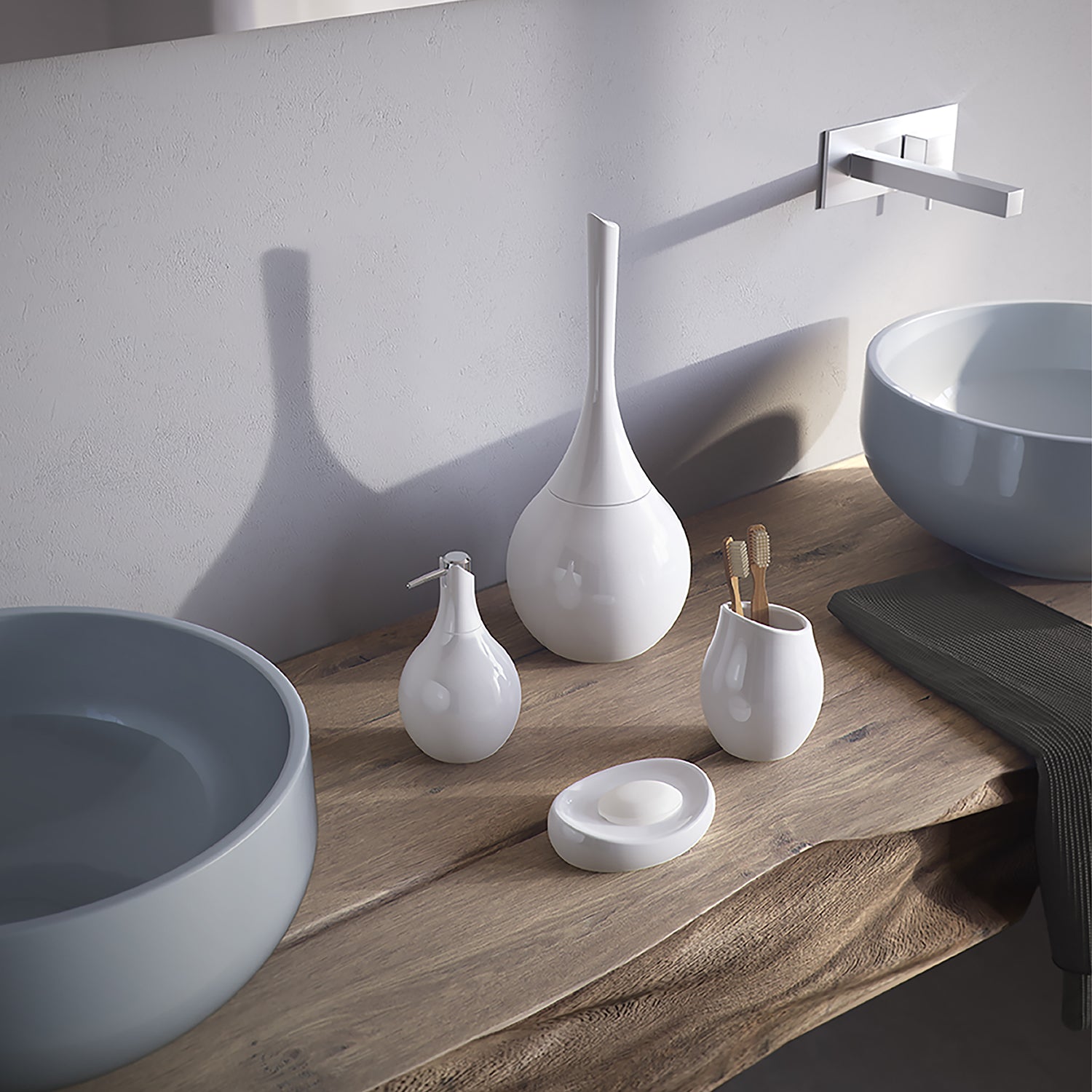 Portaspazzolini in ceramica Gedy modello Azalea - Bianco