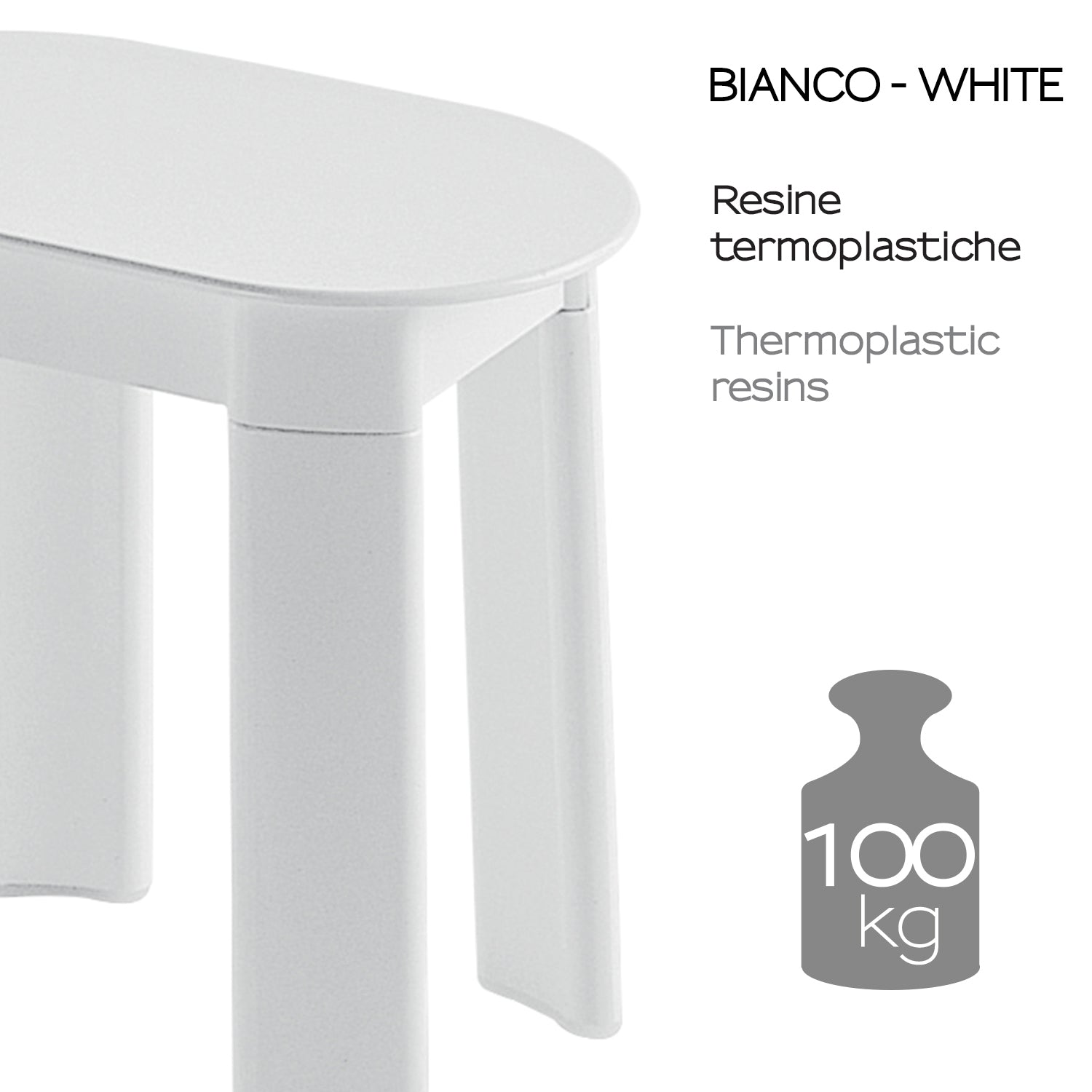 Sgabello Gedy modello Tetra in resine termoplastiche - Bianco