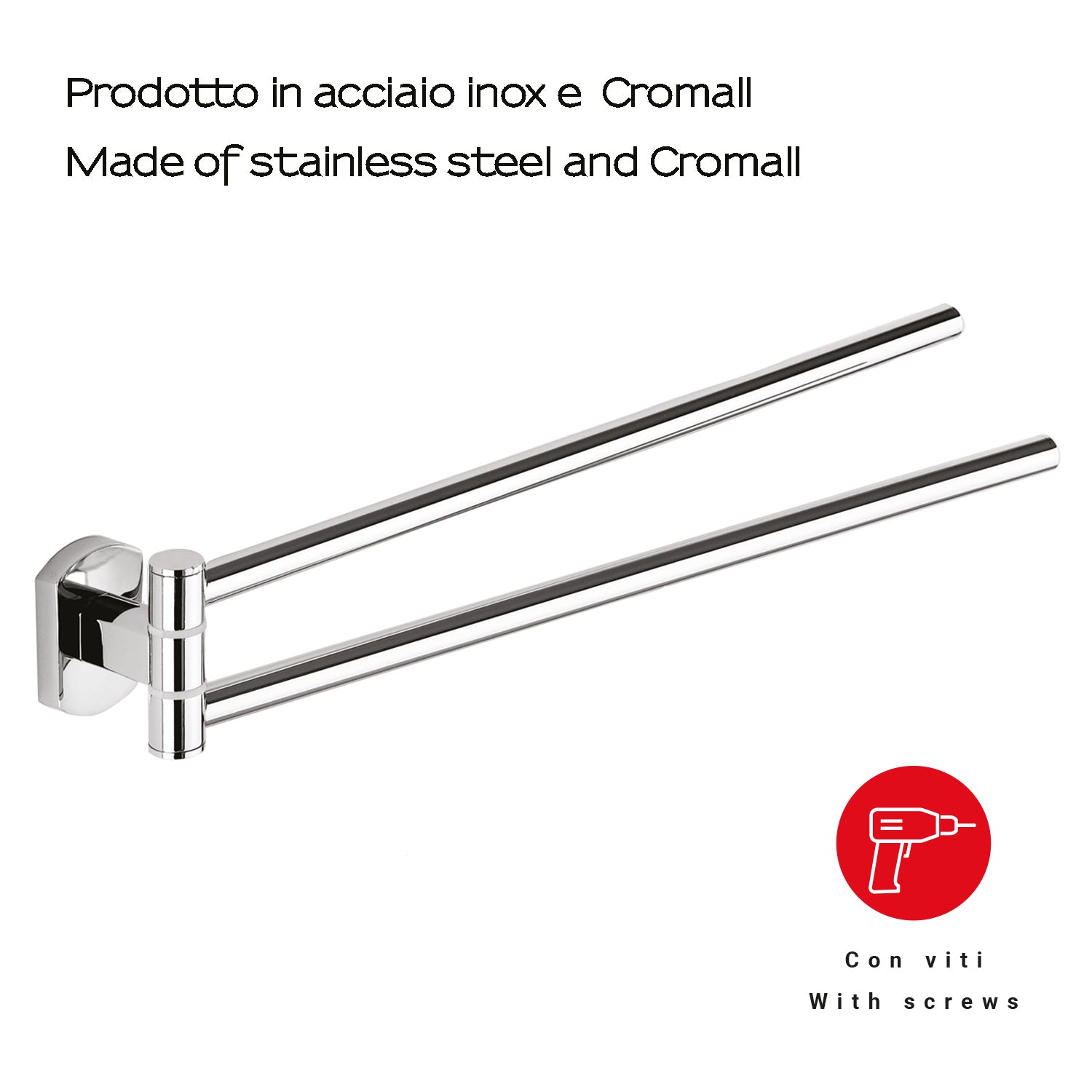 Porta asciugamani a snodo di Gedy serie Edera Plus - Cromato by CeramicStore | Lo specialista del tuo bagno