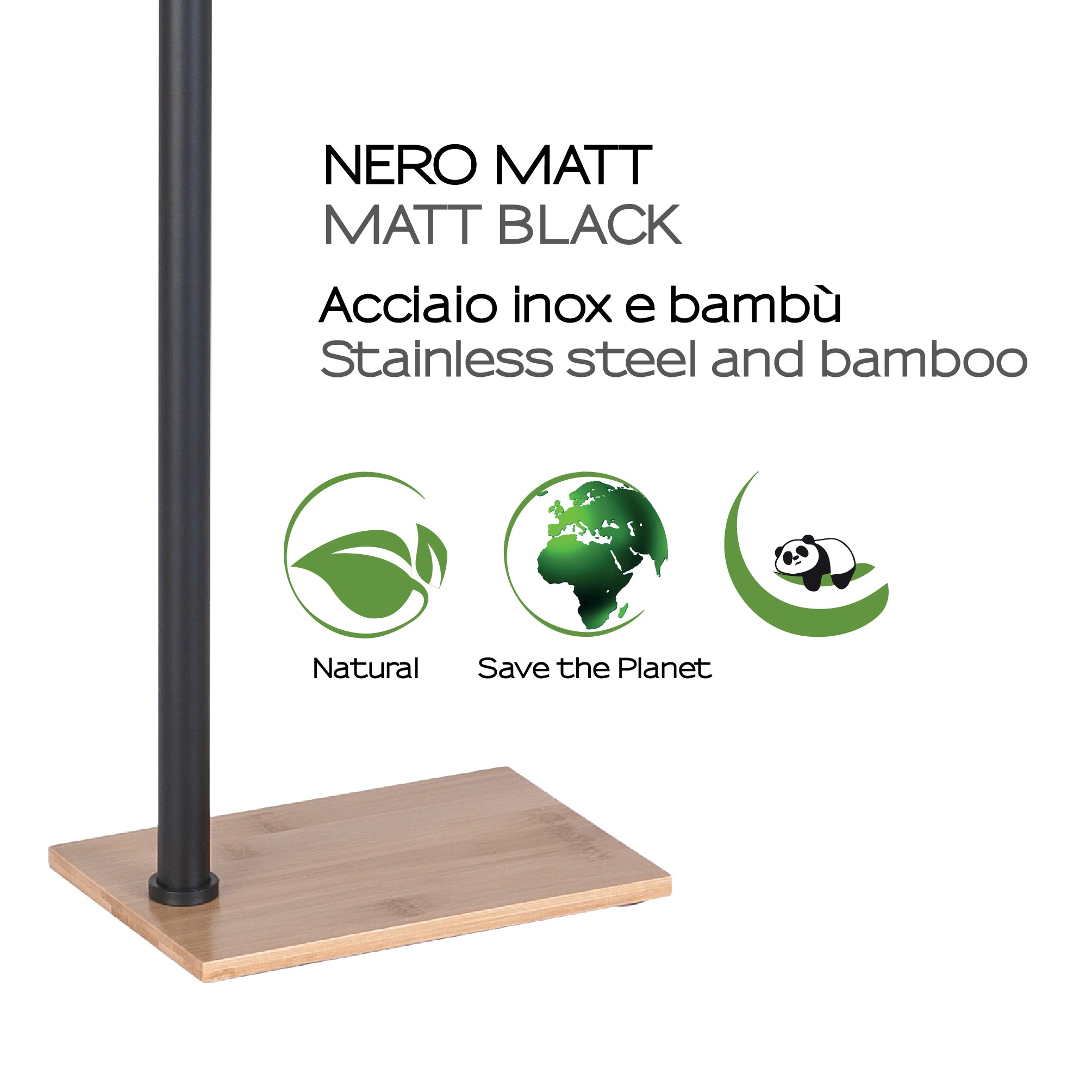 Piantana porta asciugamani modello Trilly bambu'/nero matt. by CeramicStore | Lo specialista del tuo bagno