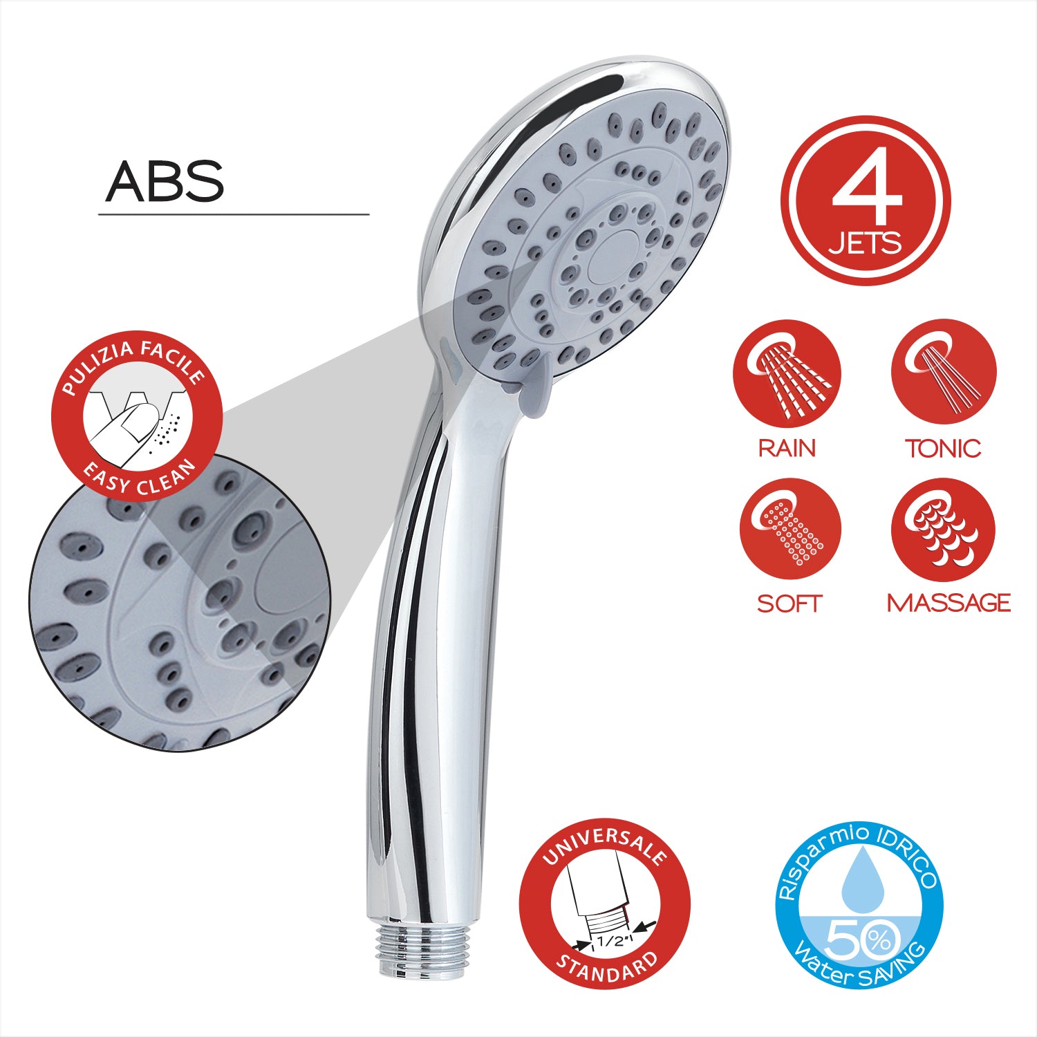 Doccetta 4 getti modello Easy 06 di Gedy - Cromato lucido by CeramicStore | Lo specialista del tuo bagno