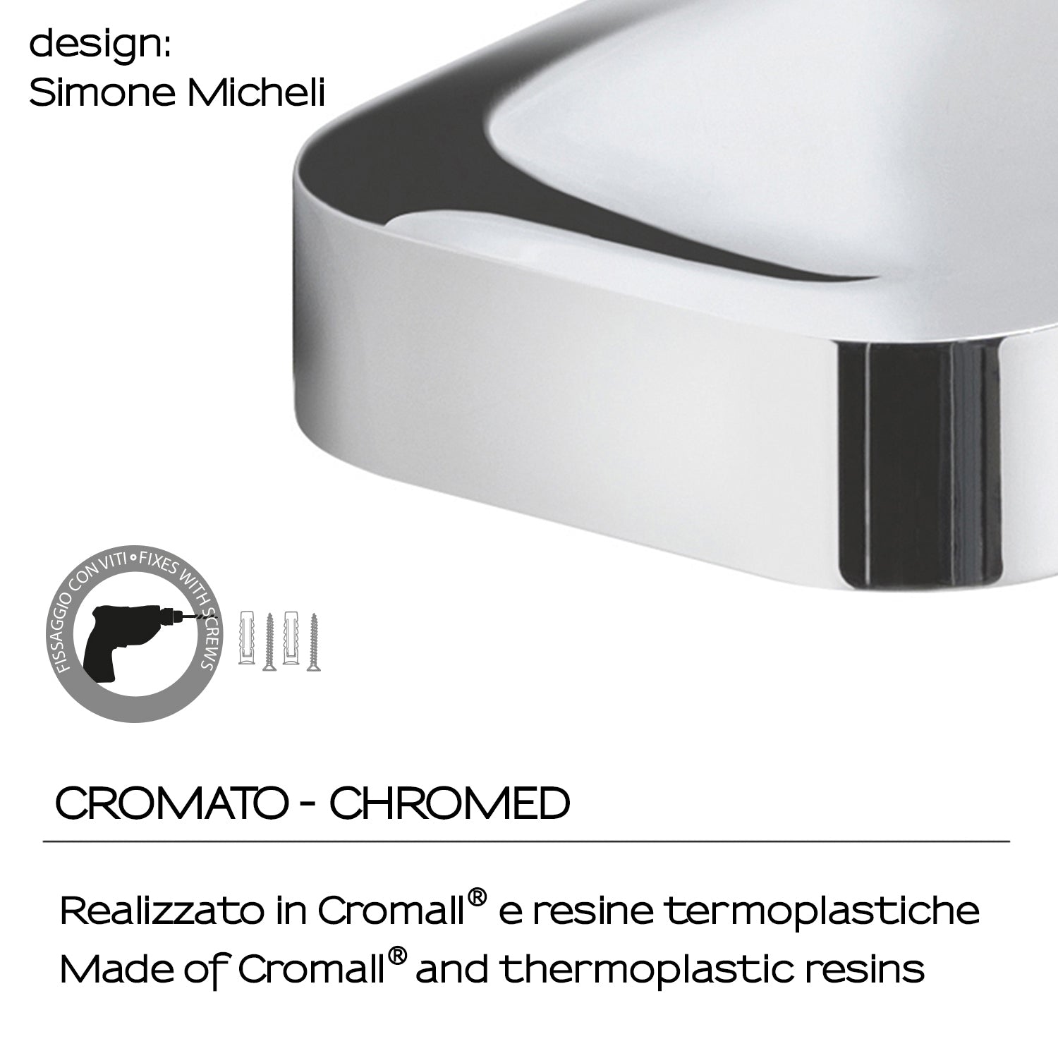 Portasapone inamovibile in Cromall Outline di Gedy - Cromato by CeramicStore | Lo specialista del tuo bagno