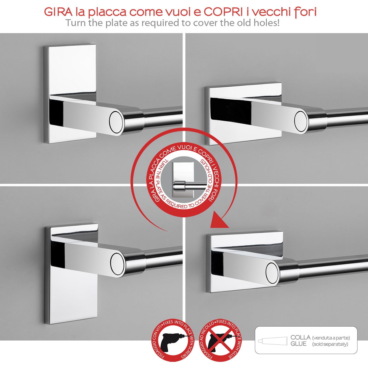 Mensola 60 cm in vetro temperato di Gedy serie Maine - Cromato