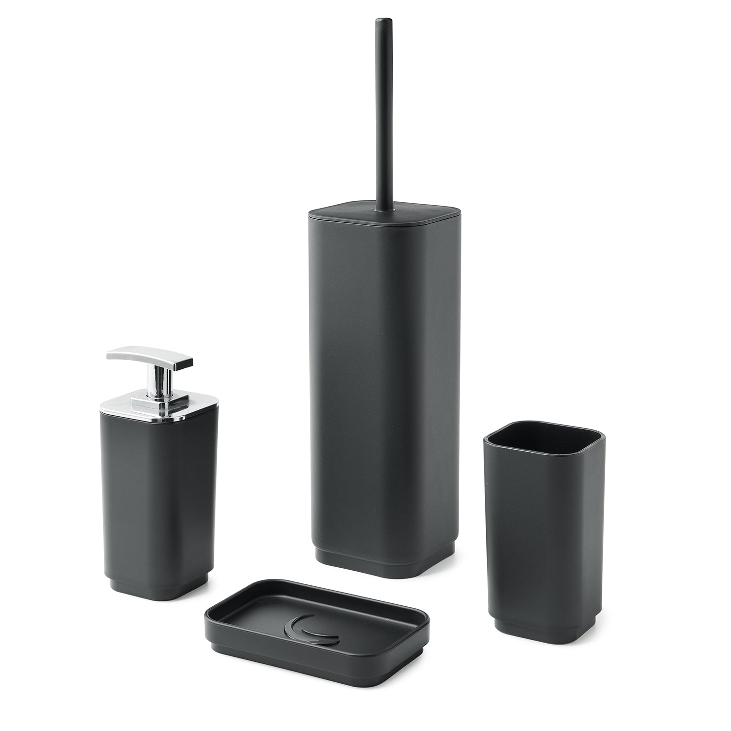Portaspazzolini in materiale plastico riciclato Gedy serie Seventy Ekoplà - Nero Matt