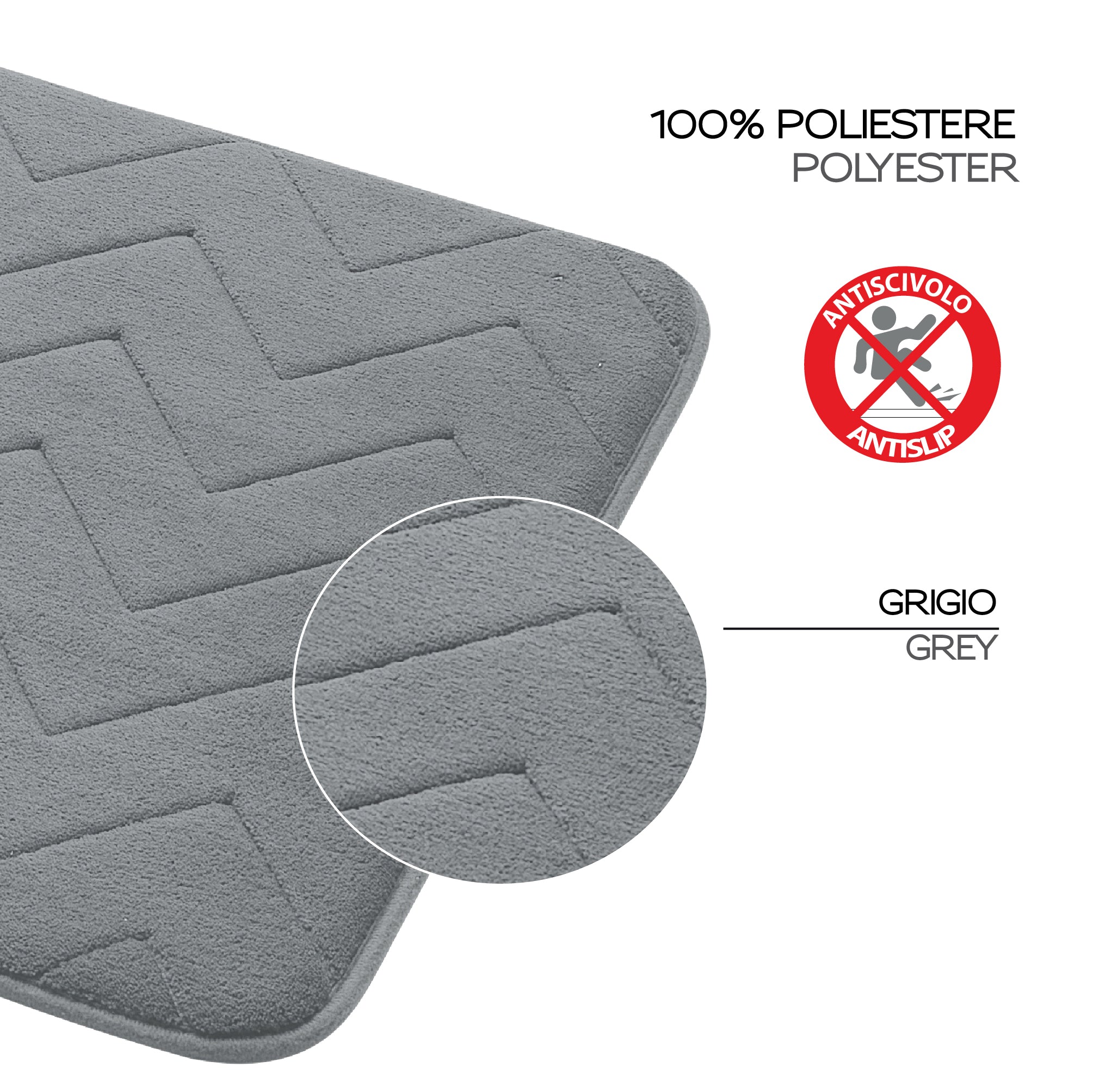 Tappeto 40x60 in memory foam con fondo antiscivolo Mousse di Gedy - Grigio by CeramicStore | Lo specialista del tuo bagno