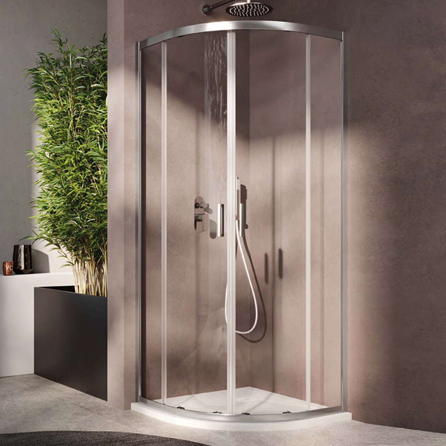 Semicircular shower enclosure Loop 80x80 in aluminum and transparent anti-limescale Smart Clean glass