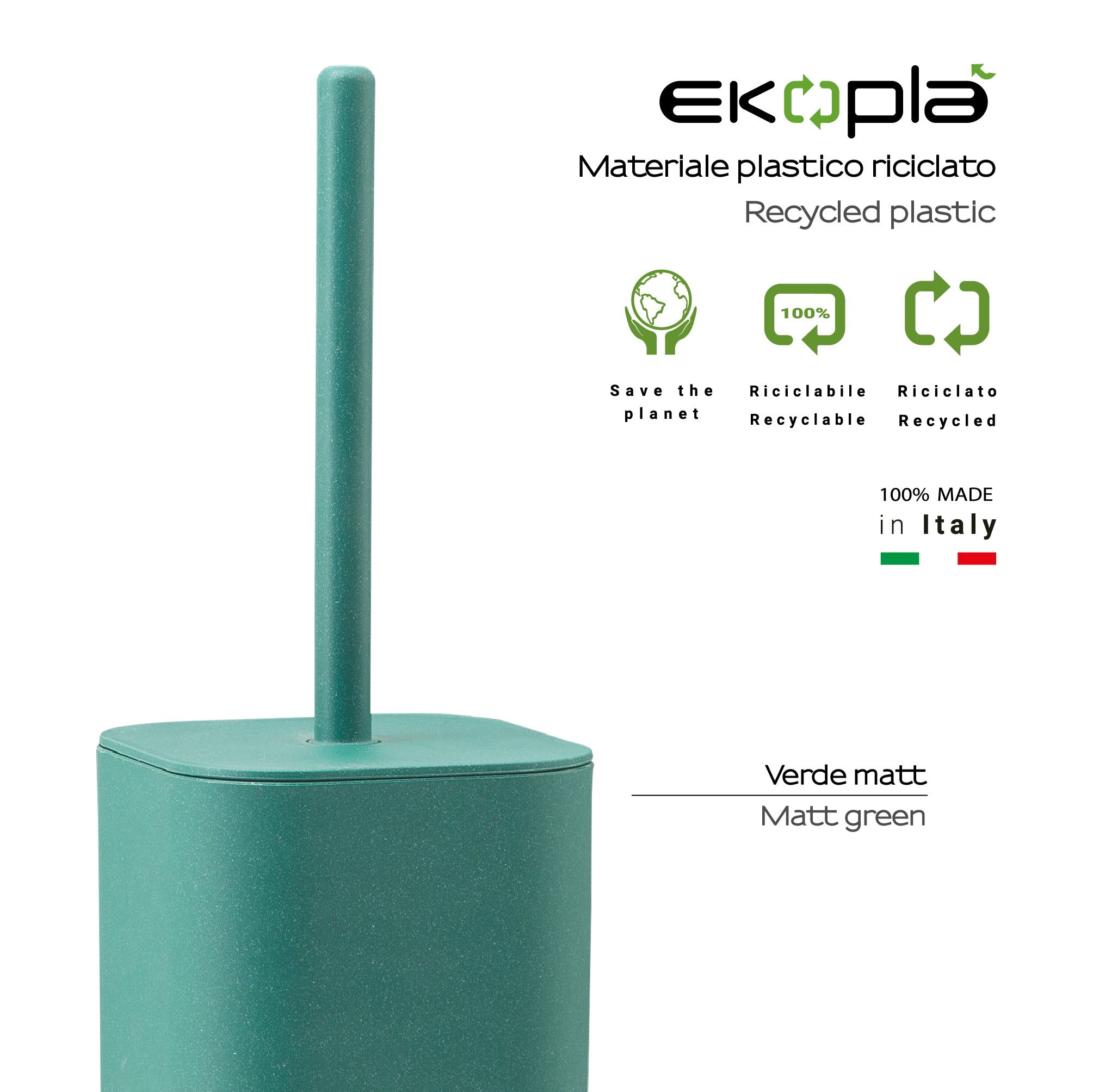 Scopino da appoggio Seventy Ekoplà Gedy in materiale plastico riciclato - Verde Matt by CeramicStore | Lo specialista del tuo bagno
