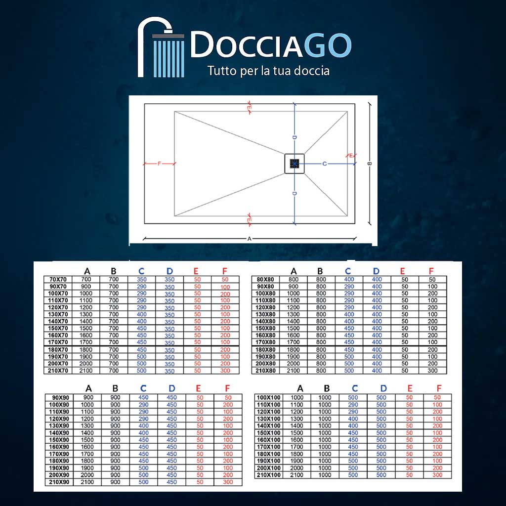 Piatto doccia in mineralmarmo puro modello Lythos 80x120 cm bianco By DocciaGo