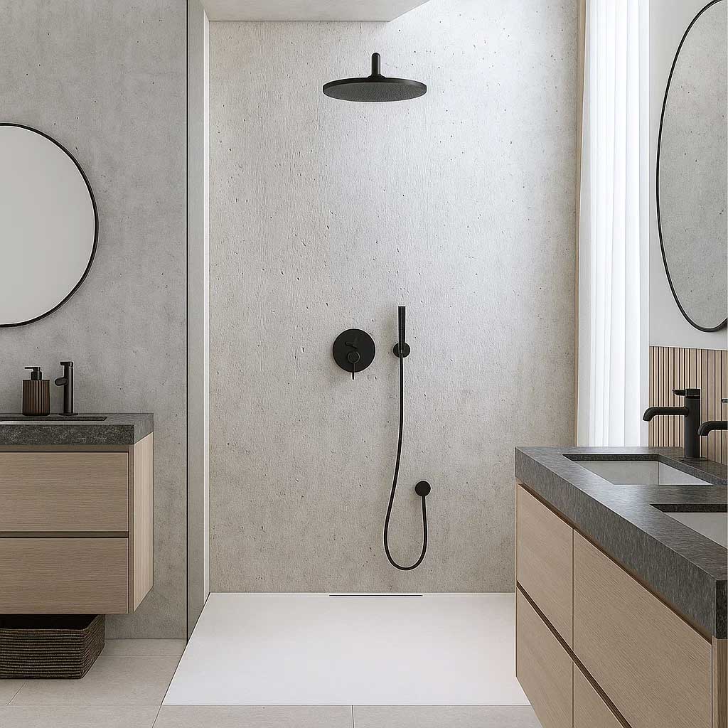 Piatto doccia Lithos 100x200 colore Bianco effetto pietra con scarico laterale nascosto