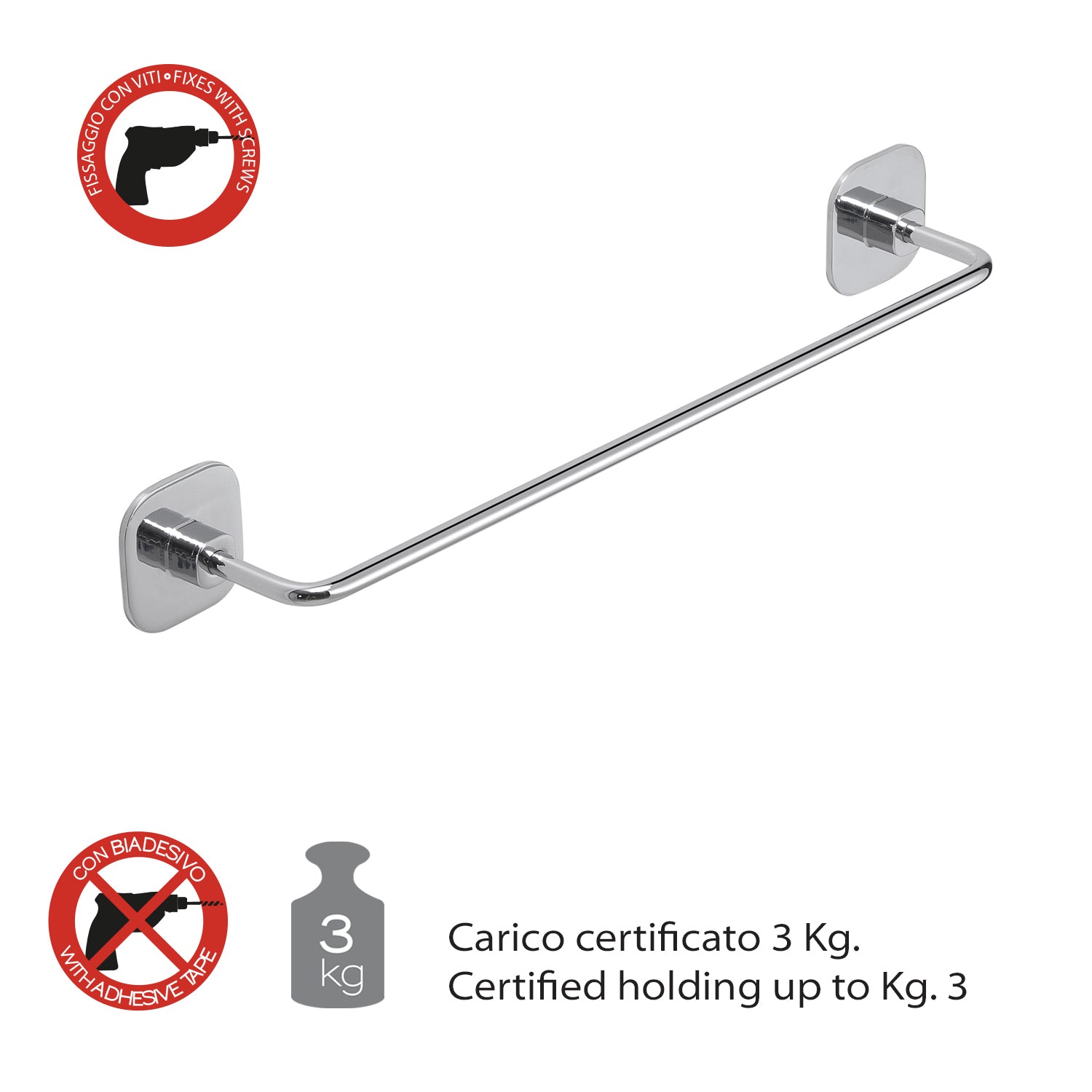 Porta asciugamani 30 cm in acciaio inox e cromall Teide di Gedy - Cromato by CeramicStore | Lo specialista del tuo bagno