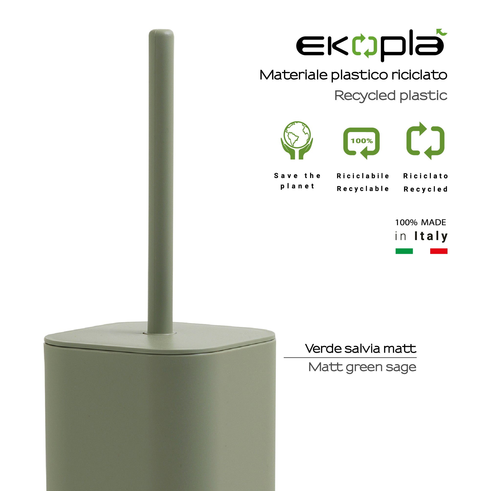 Scopino da appoggio Seventy Ekoplà Gedy in materiale plastico riciclato - Verde Salvia Matt by CeramicStore | Lo specialista del tuo bagno