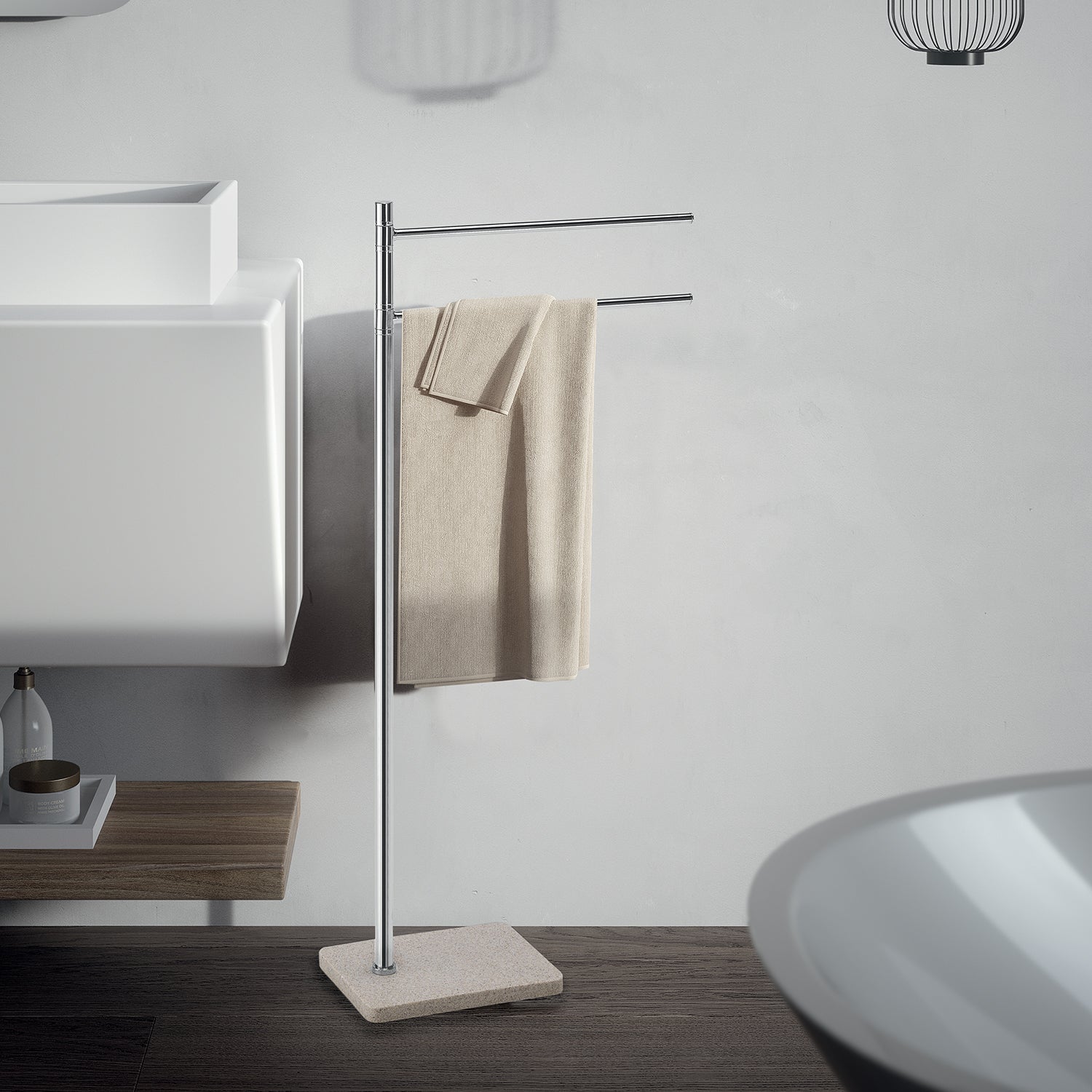 Piantana portarotolo e porta scopino Art๠di Gedy - Beige