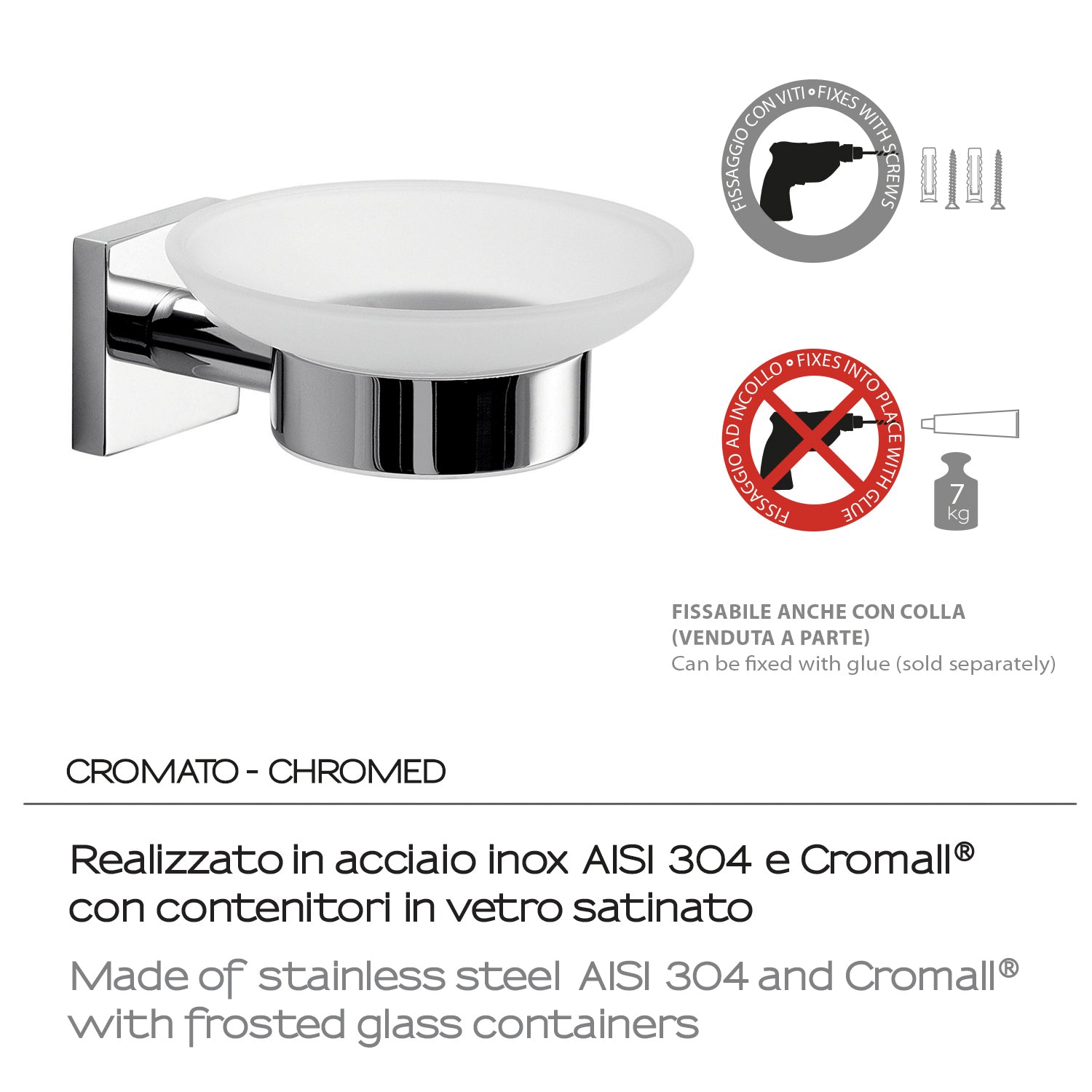 Portasapone a muro Gedy serie Fuji - Cromato by CeramicStore | Lo specialista del tuo bagno
