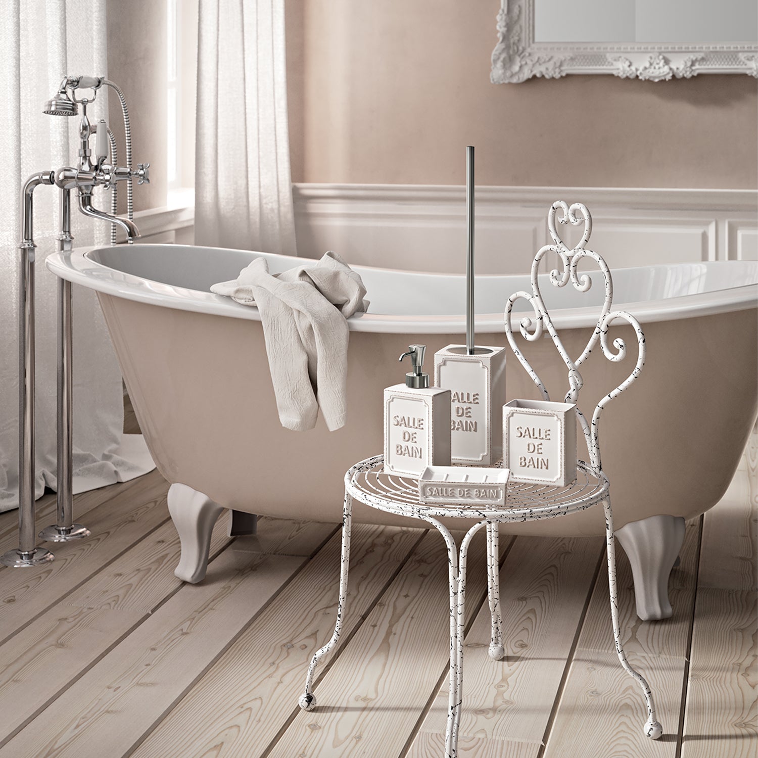Scopino con ciuffo in setole di Gedy serie Vivienne - Bianco by CeramicStore | Lo specialista del tuo bagno