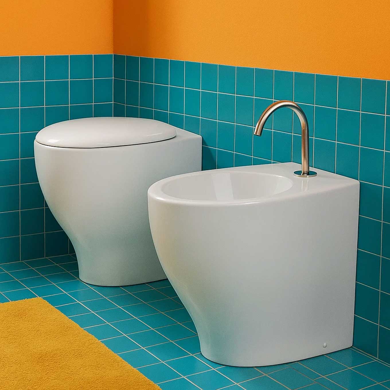 Sanitari filomuro moderni Domus Falerii modello Mascalzone con sedile SoftClose