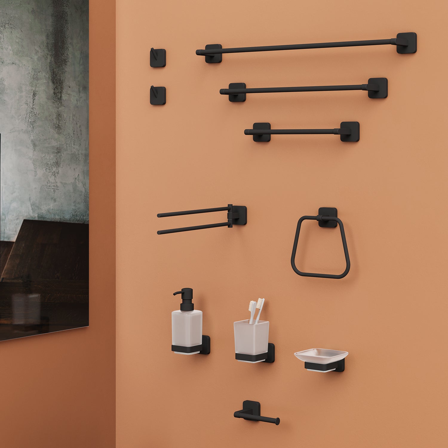 Portasalviette ad anello Gedy modello Tonga 17x4.6xH16 - Nero Matt by CeramicStore | Lo specialista del tuo bagno