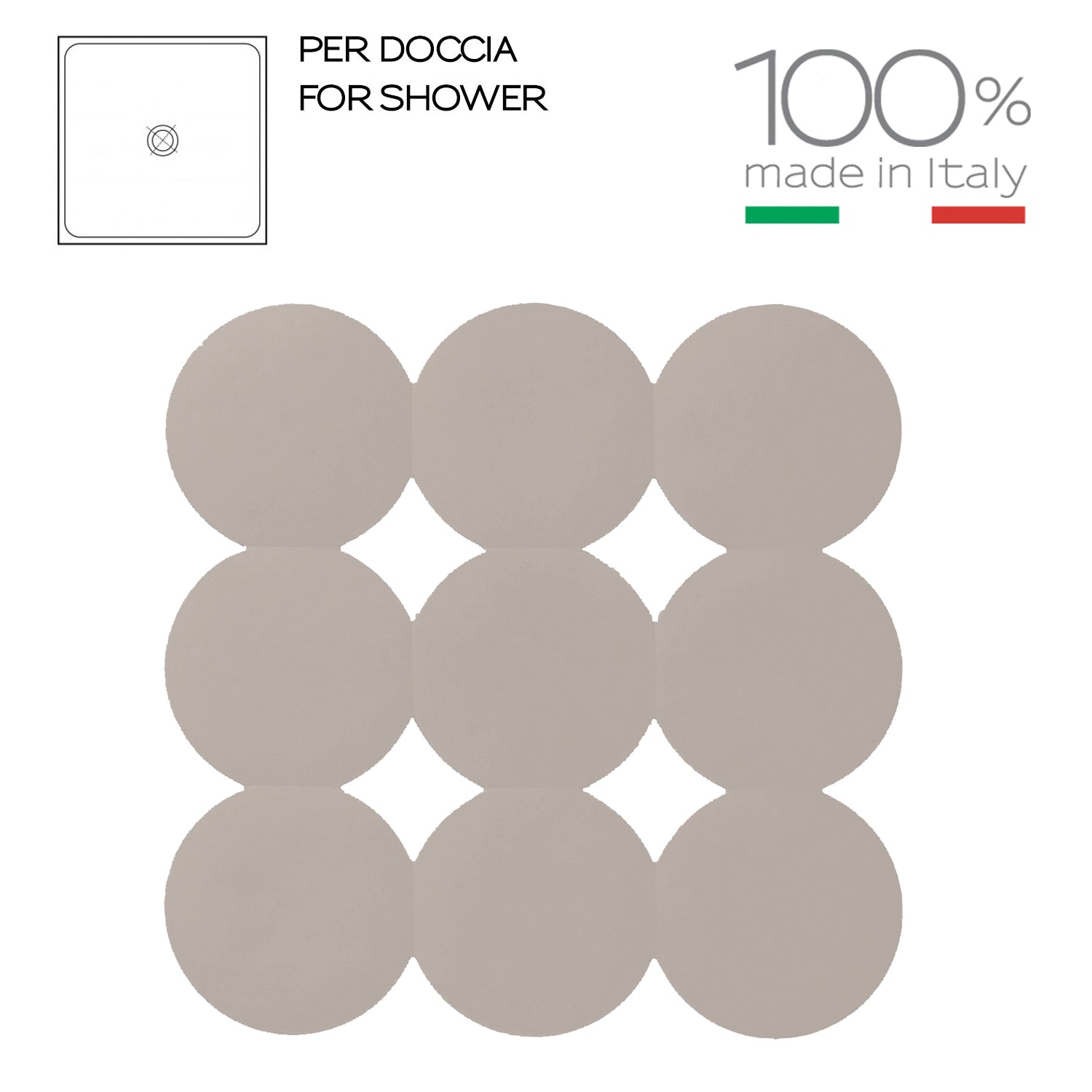 Tappeto antiscivolo doccia Giotto di Gedy 55x55 cm - Tortora chiaro by CeramicStore | Lo specialista del tuo bagno