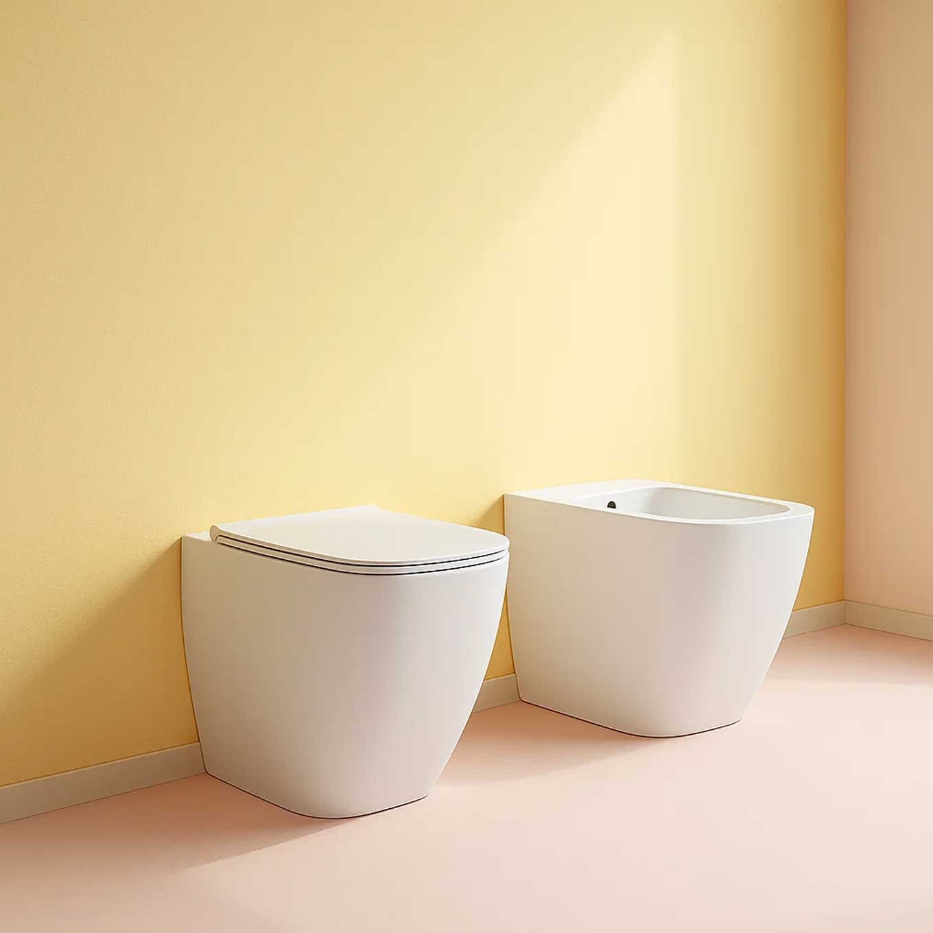 Sanitari filoparete con scarico Multi senza brida 50x36 cm modello Genesis Ceramica Globo - sedile soft close