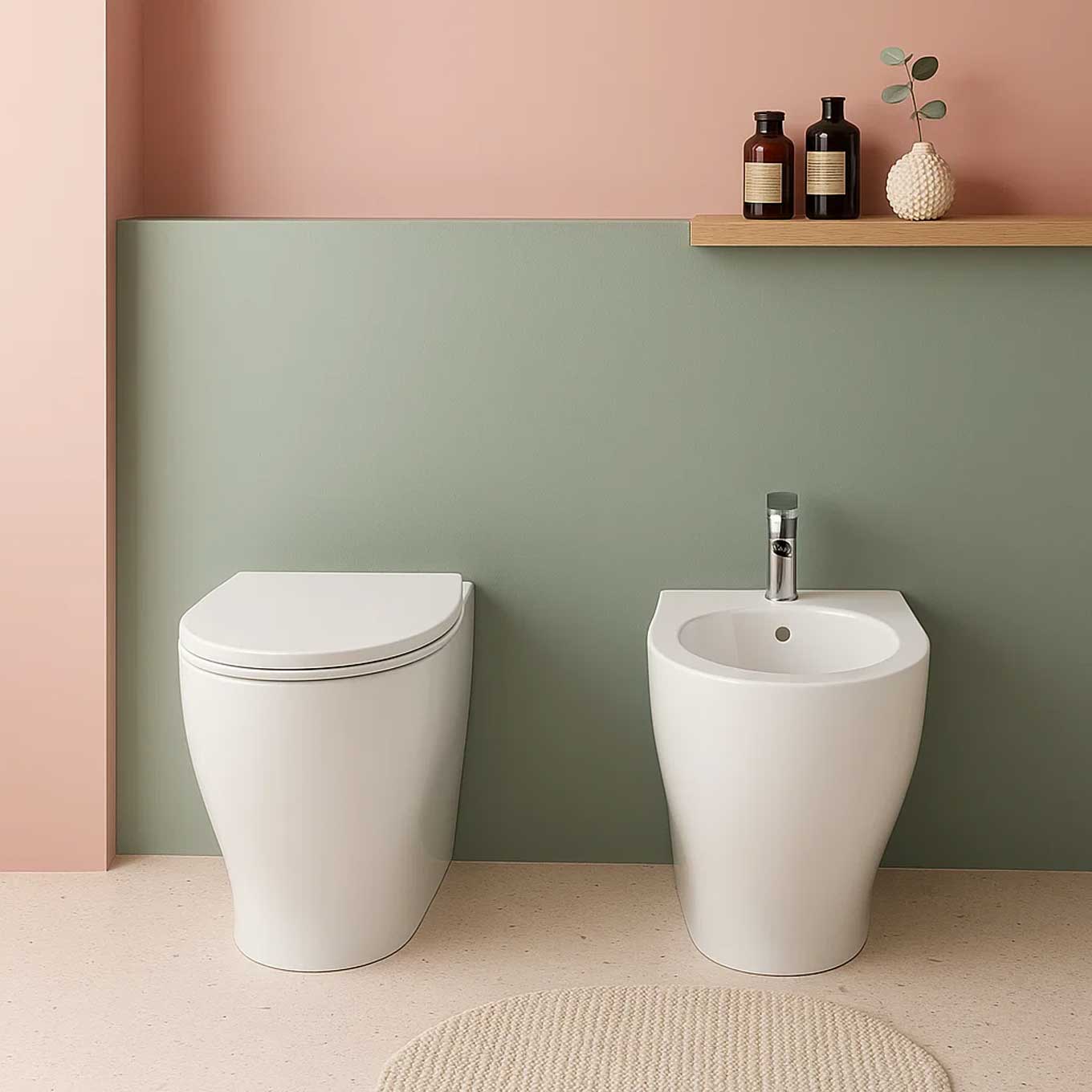 Sanitär Wandhängend Keramik Globo Schüssel + 50 WC + BIDET + SITZ SOFT CLOSE