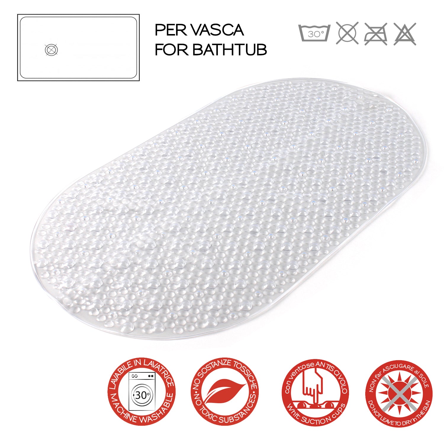 Tappeto antiscivolo vasca modello Solid di Gedy - Trasparente by CeramicStore | Lo specialista del tuo bagno