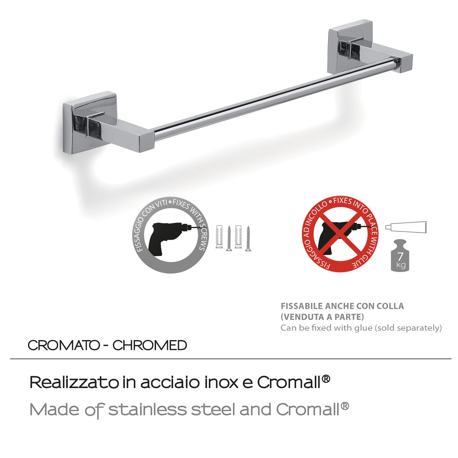 Porta asciugamani 35 cm a muro di Gedy serie Olimpo - Cromato by CeramicStore | Lo specialista del tuo bagno