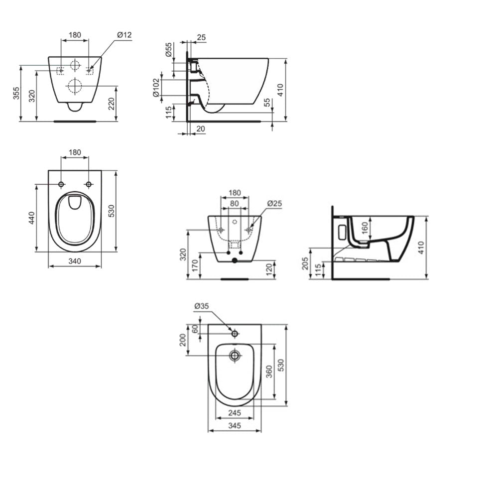 Sanitari Sospesi Ideal Standard I.LIFE O con scarico HydroTwist e sedile Normal Close