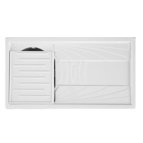 Mobile lavatoio con coprilavatrice BathCore 108x60 H.90 in resina adatto all'esterno - Versione con lavatoio a Sinistra