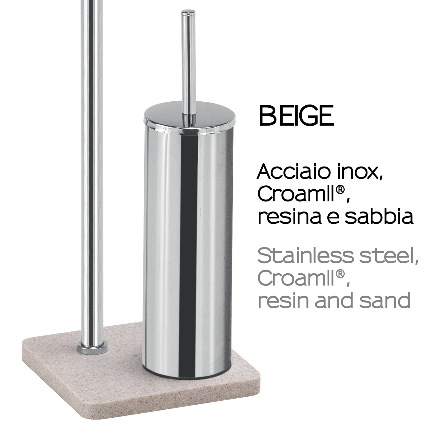 Piantana portarotolo e porta scopino Art๠di Gedy - Beige
