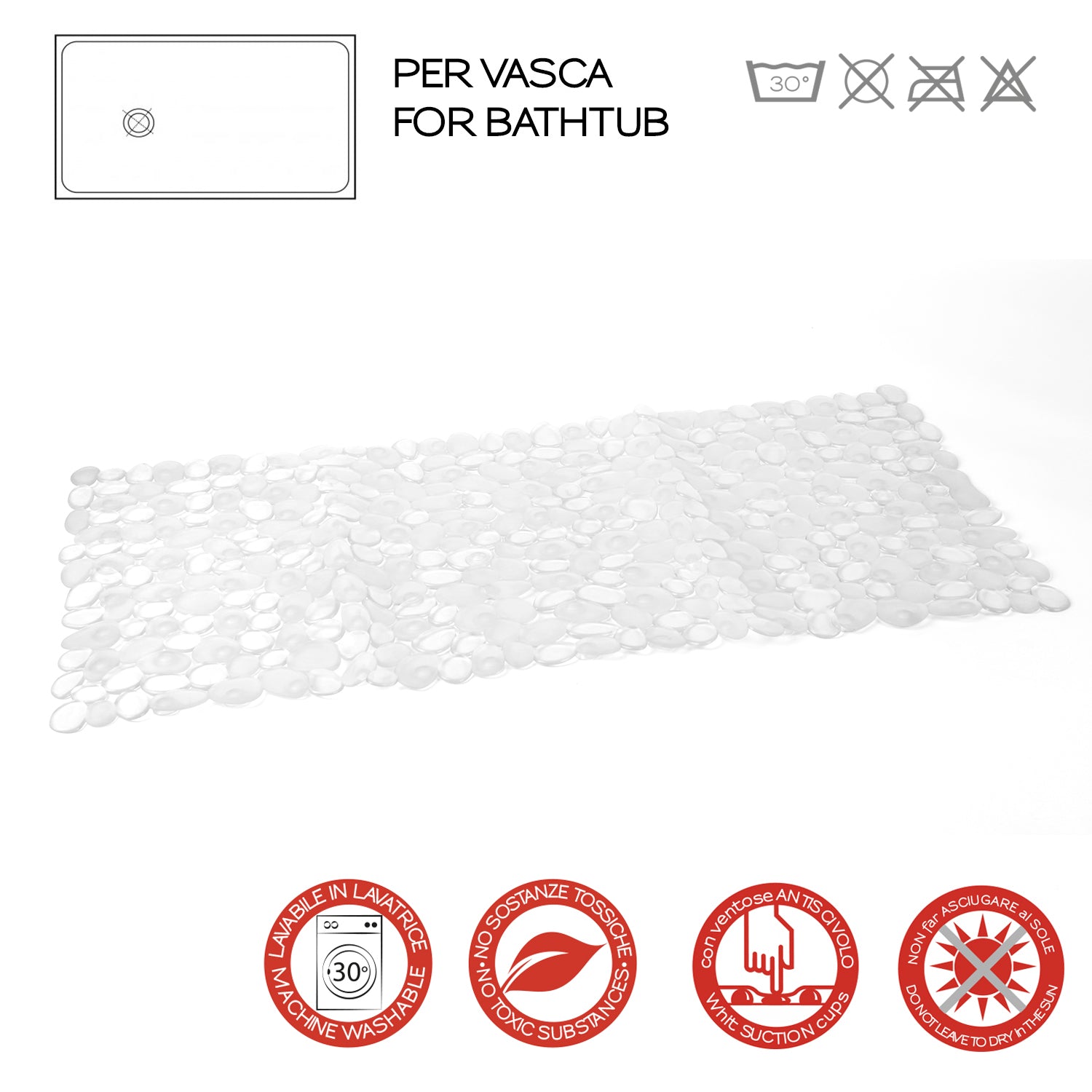 Tappeto antiscivolo doccia 35x70 modello River di Gedy - Trasparente by CeramicStore | Lo specialista del tuo bagno