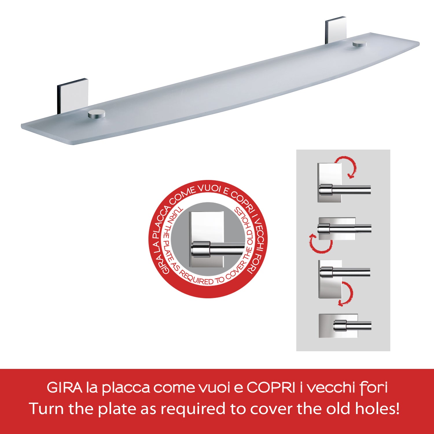 Mensola 60 cm in vetro temperato di Gedy serie Maine - Cromato