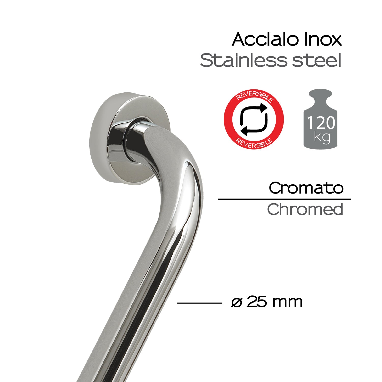 Maniglione reversibile 135° Up di Gedy - Cromato by CeramicStore | Lo specialista del tuo bagno