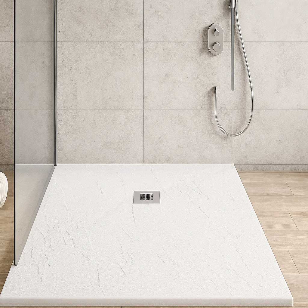 Piatto doccia in mineralmarmo modello Estasi 80x120 cm bianco by CeramicStore | Lo specialista del tuo bagno