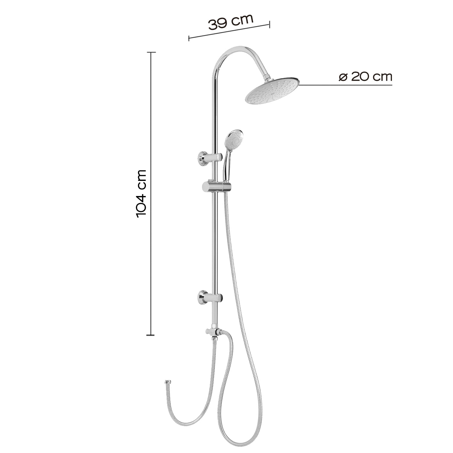 Colonna doccia regolabile con soffione tondo e doccetta a 4 getti di Gedy modello Easy 02 - Cromato by CeramicStore | Lo specialista del tuo bagno