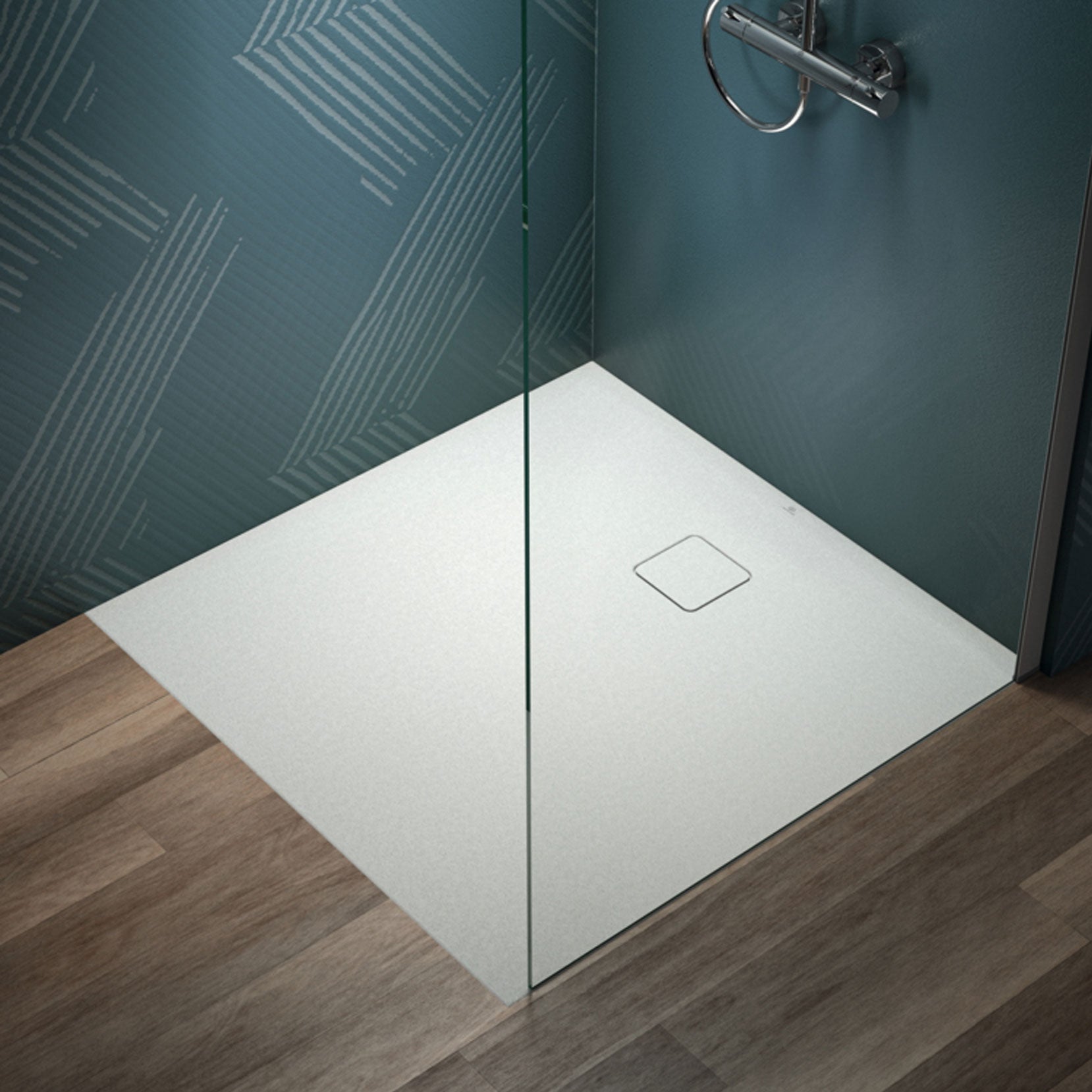 Piatto Doccia Ideal Standarad Ultra Flat Evo 90x160 cm Bianco Seta in StoneTech completo di copripiletta