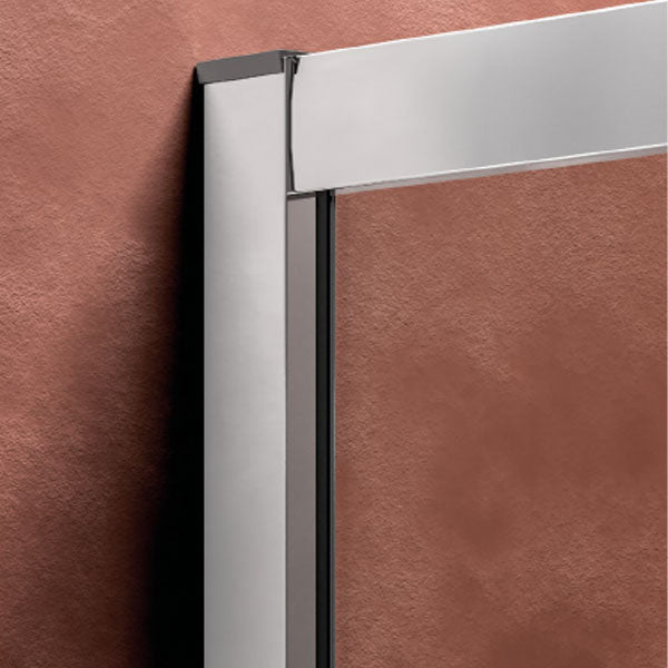 Porta scorrevole Perla 150 cm alluminio brillantato e cristallo trasparente anticalcare con anta sganciabile