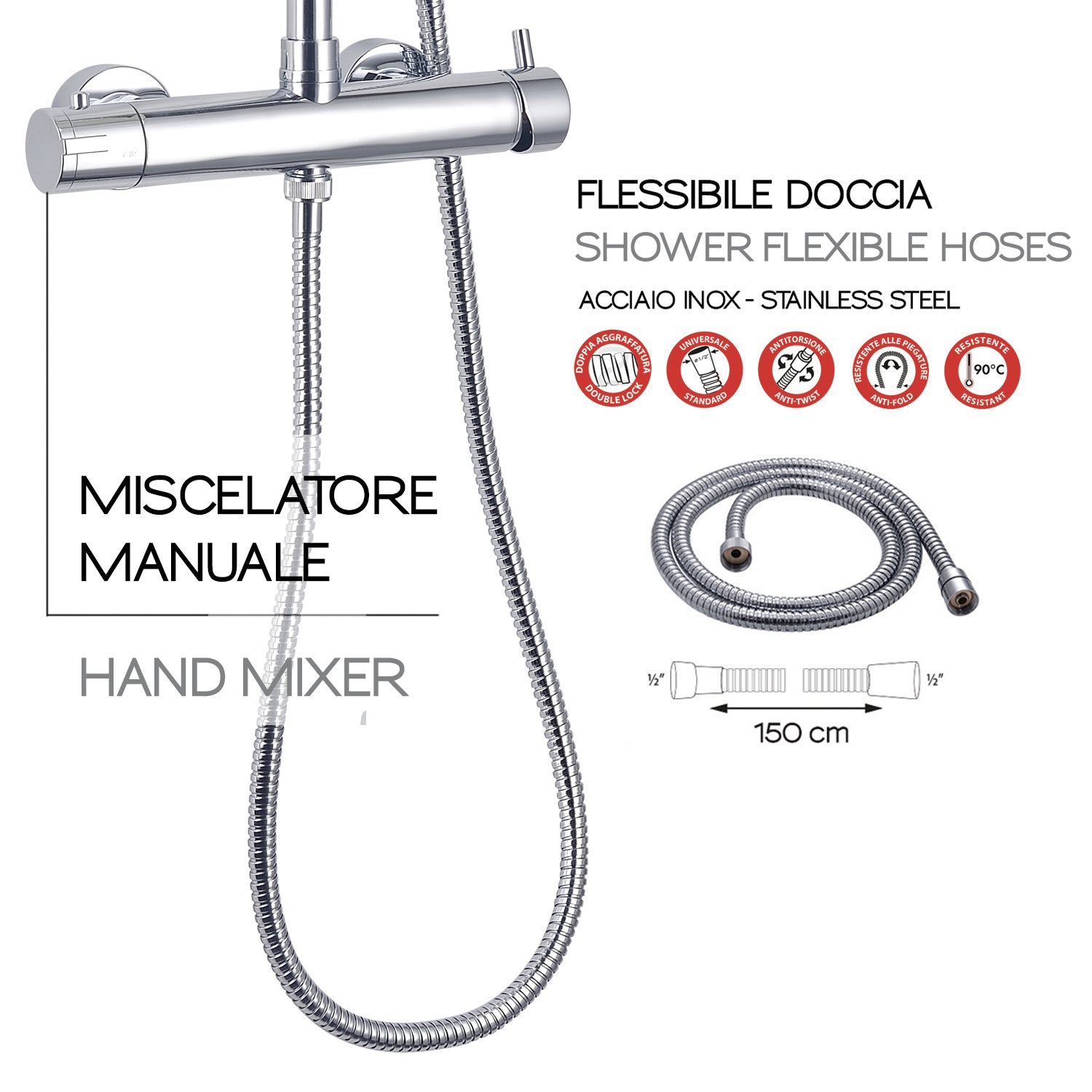 Colonna doccia con miscelatore a 4 getti e soffione modello Star Plus 00 di Gedy - Cromato by CeramicStore | Lo specialista del tuo bagno