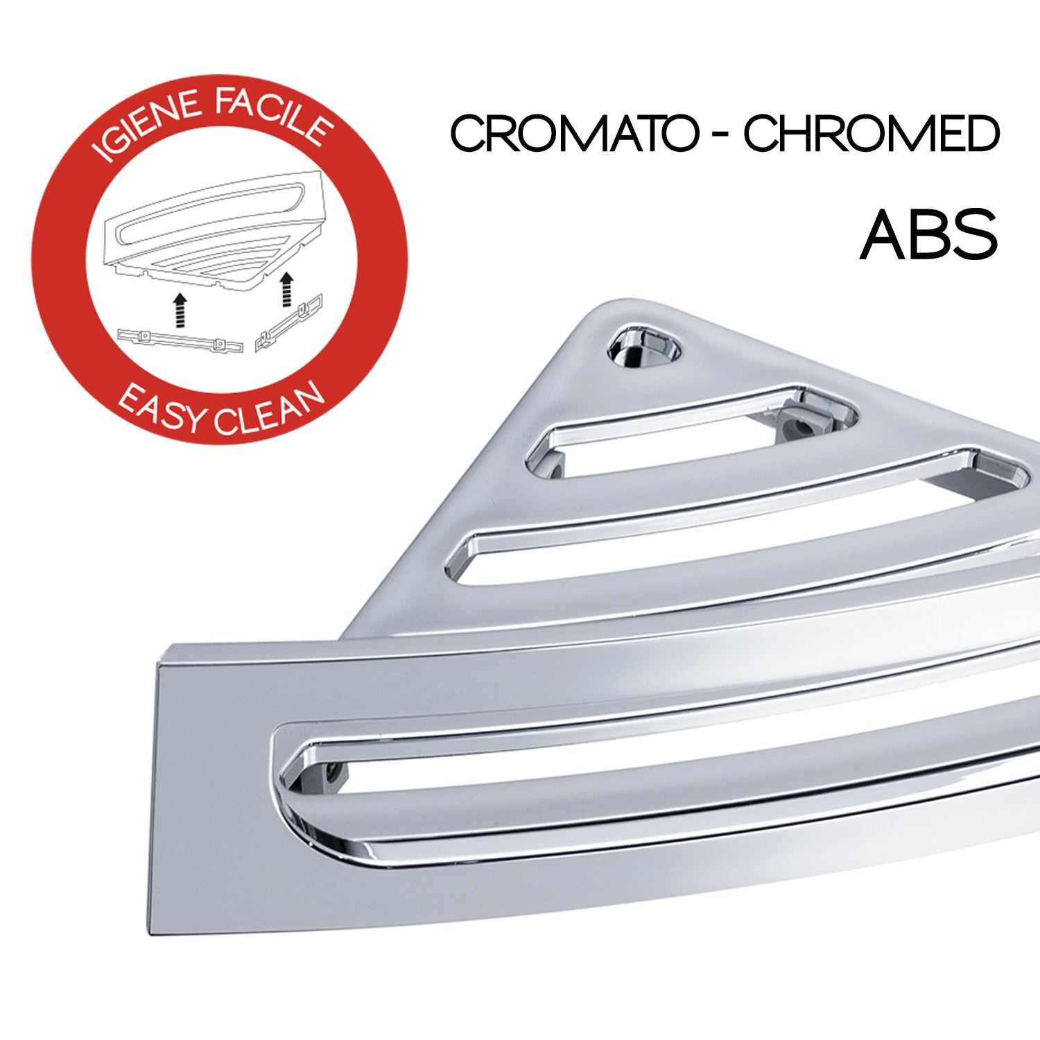 Portaoggetti doccia angolare modello Clip di Gedy - Cromato by CeramicStore | Lo specialista del tuo bagno