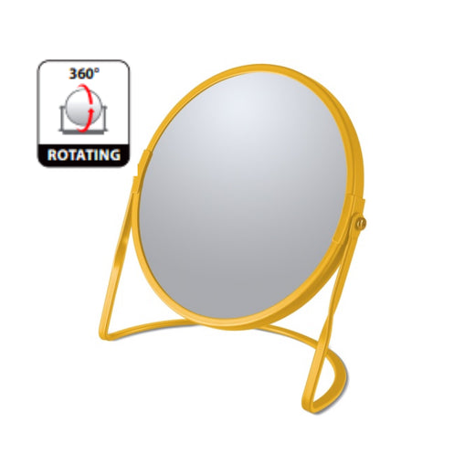 Specchio ingranditore da tavolo su base in acciaio modello Akira colore zafferano opaco by CeramicStore | Lo specialista del tuo bagno
